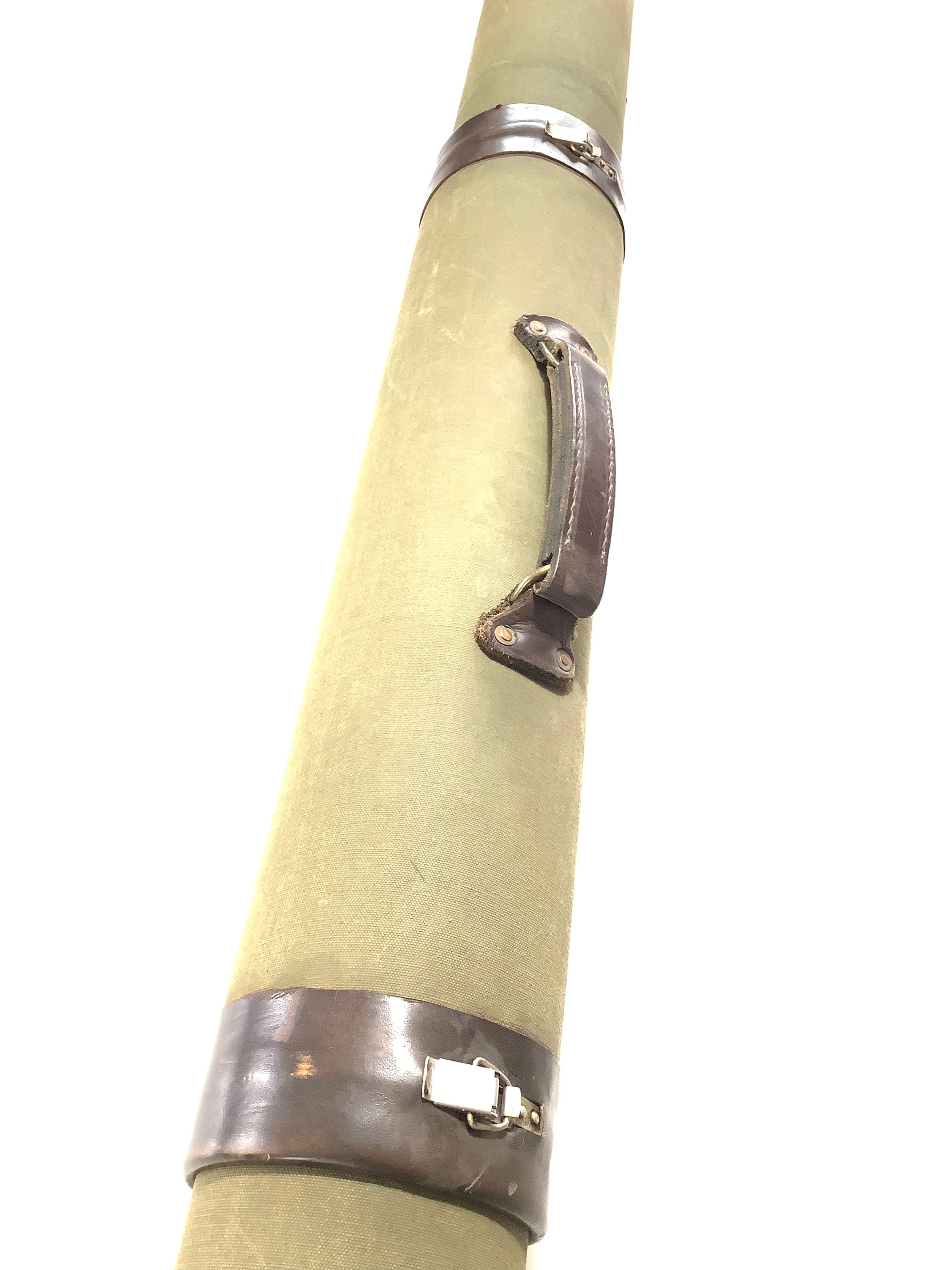 Vintage Leather & Canvas adjustable Multi-Rod Travel Case/Carrier