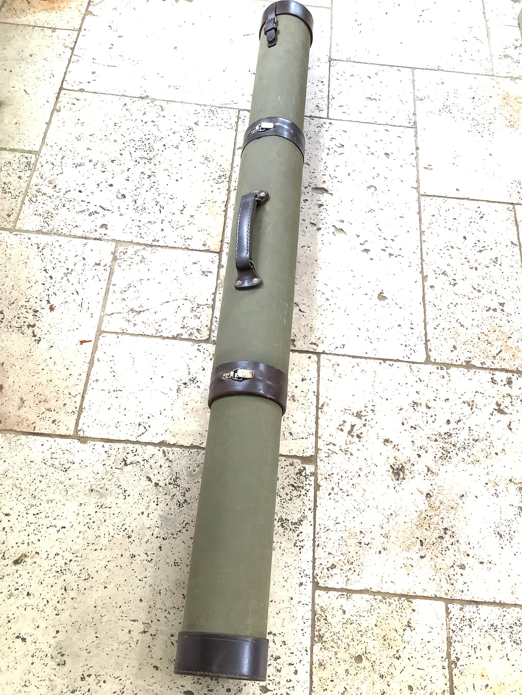 Vintage Leather & Canvas adjustable Multi-Rod Travel Case/Carrier