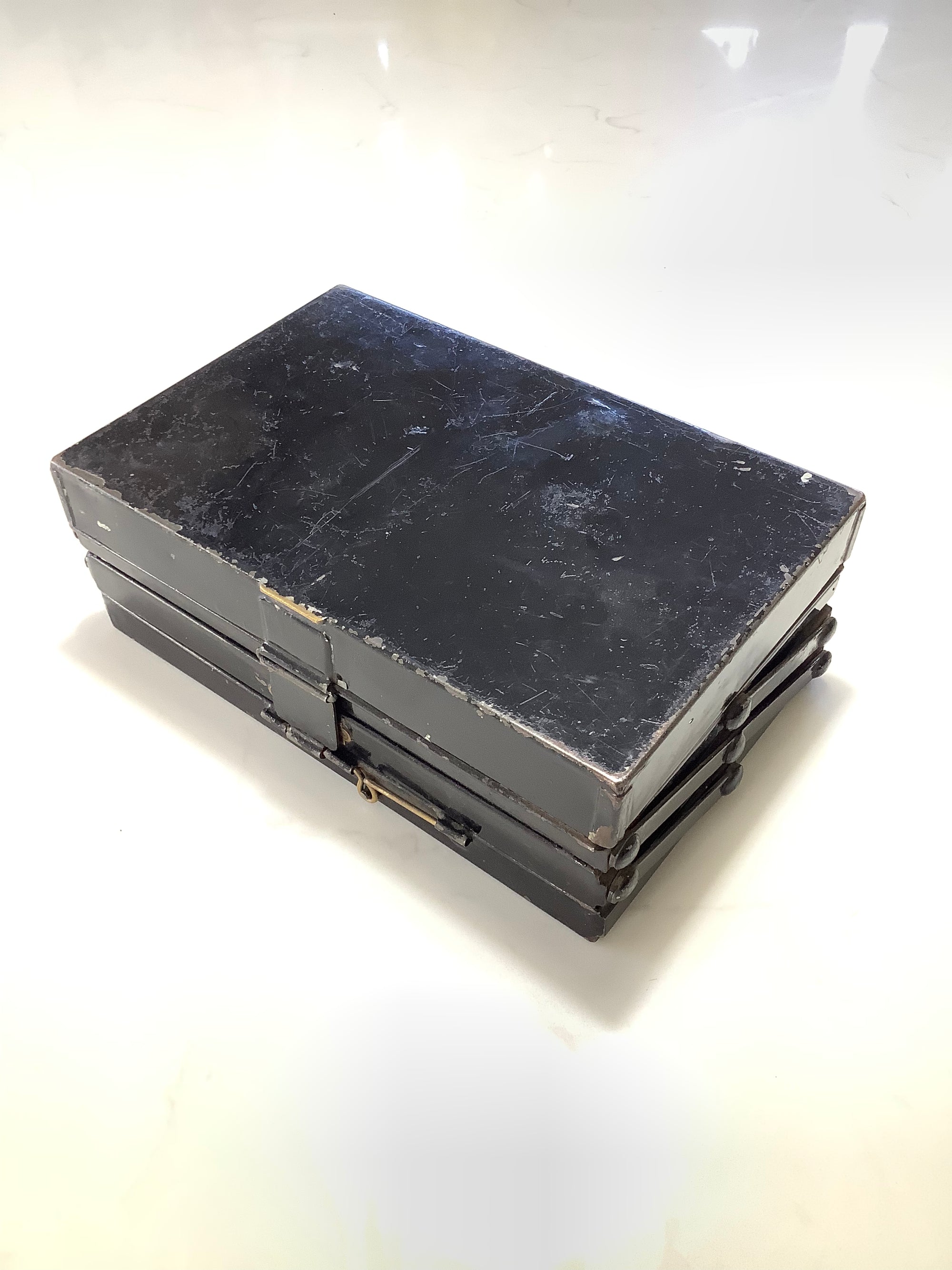 Antique FARLOWS Expandable Cantilever Salmon Fly Carrier loaded with Dressed Gut Eye Salmon Flies