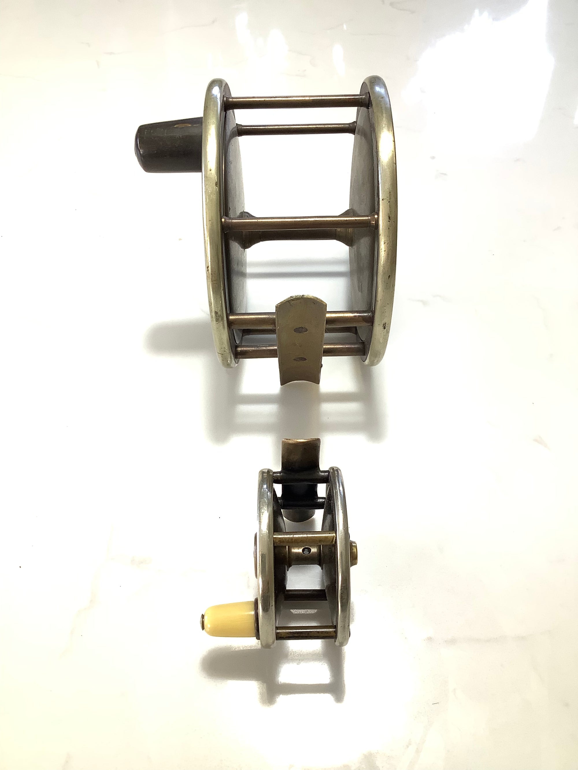 Antique ￼WARNER 5” Extra￼ Wide & WHITTY 21/2” Nickel Silver rim Fly Reels