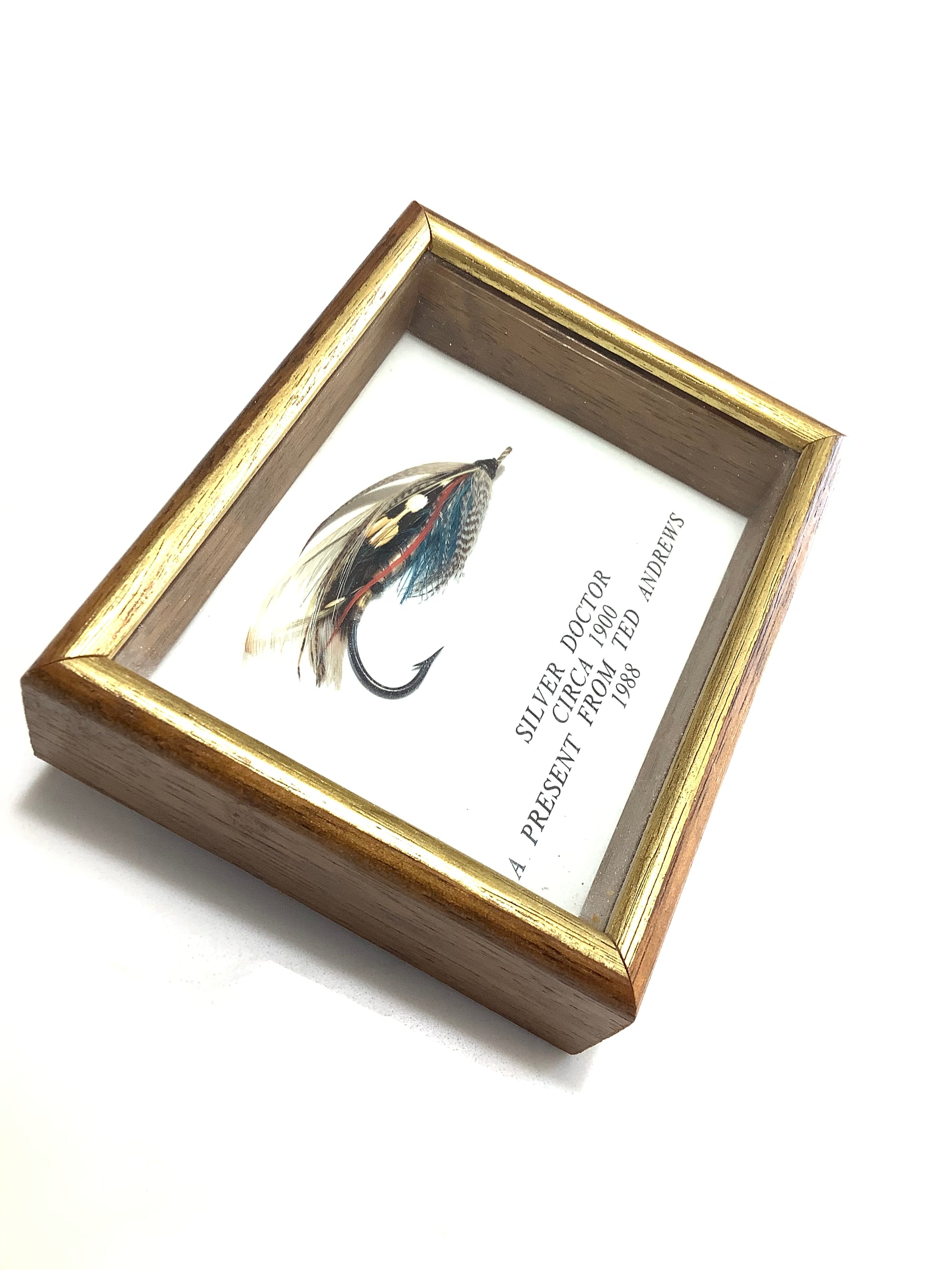 Presentation Fully Dressed “ Silver Doctor” Salmon fly in a cased Frame By Ted Andrew’s