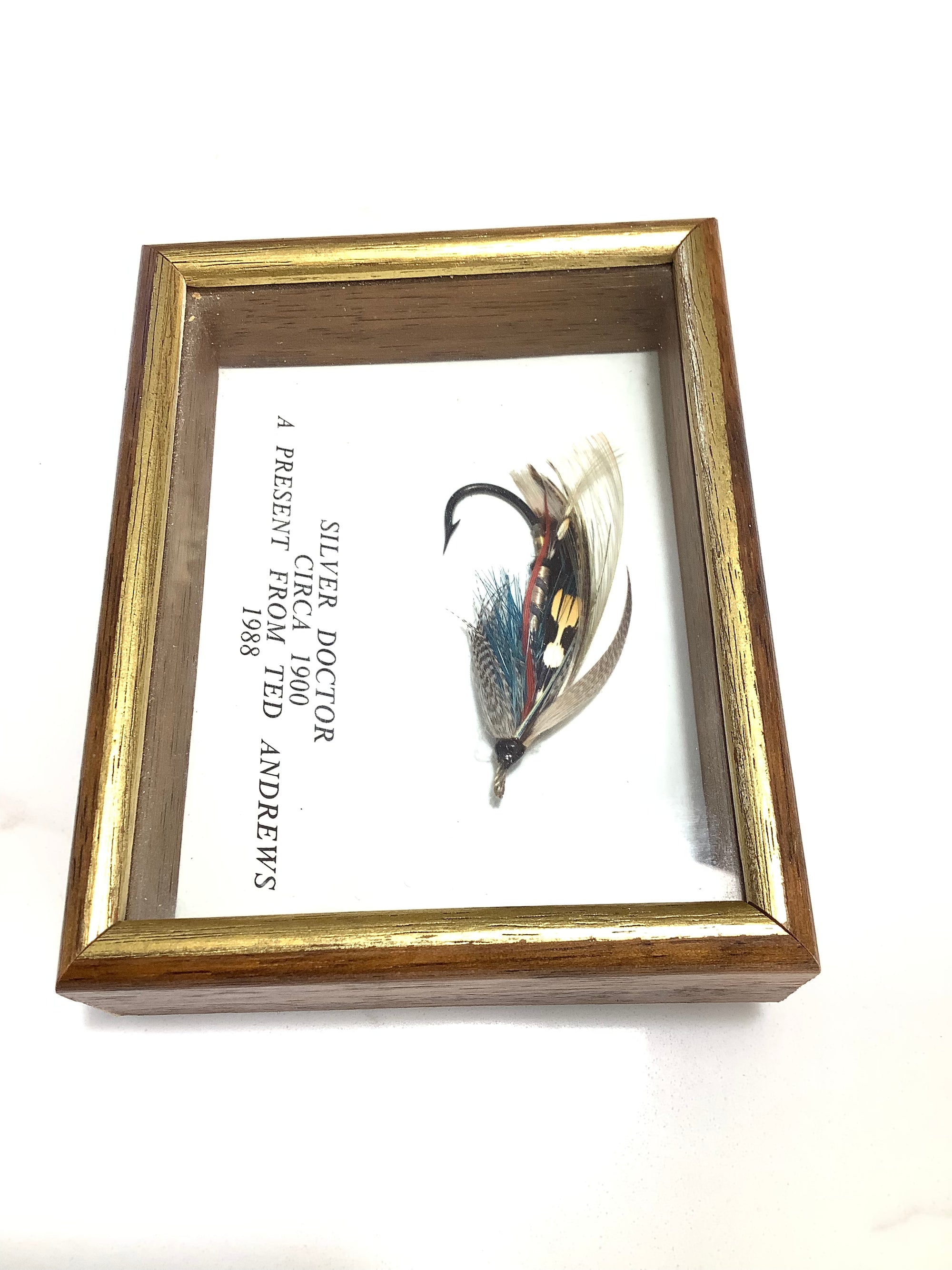 Presentation Fully Dressed “ Silver Doctor” Salmon fly in a cased Frame By Ted Andrew’s