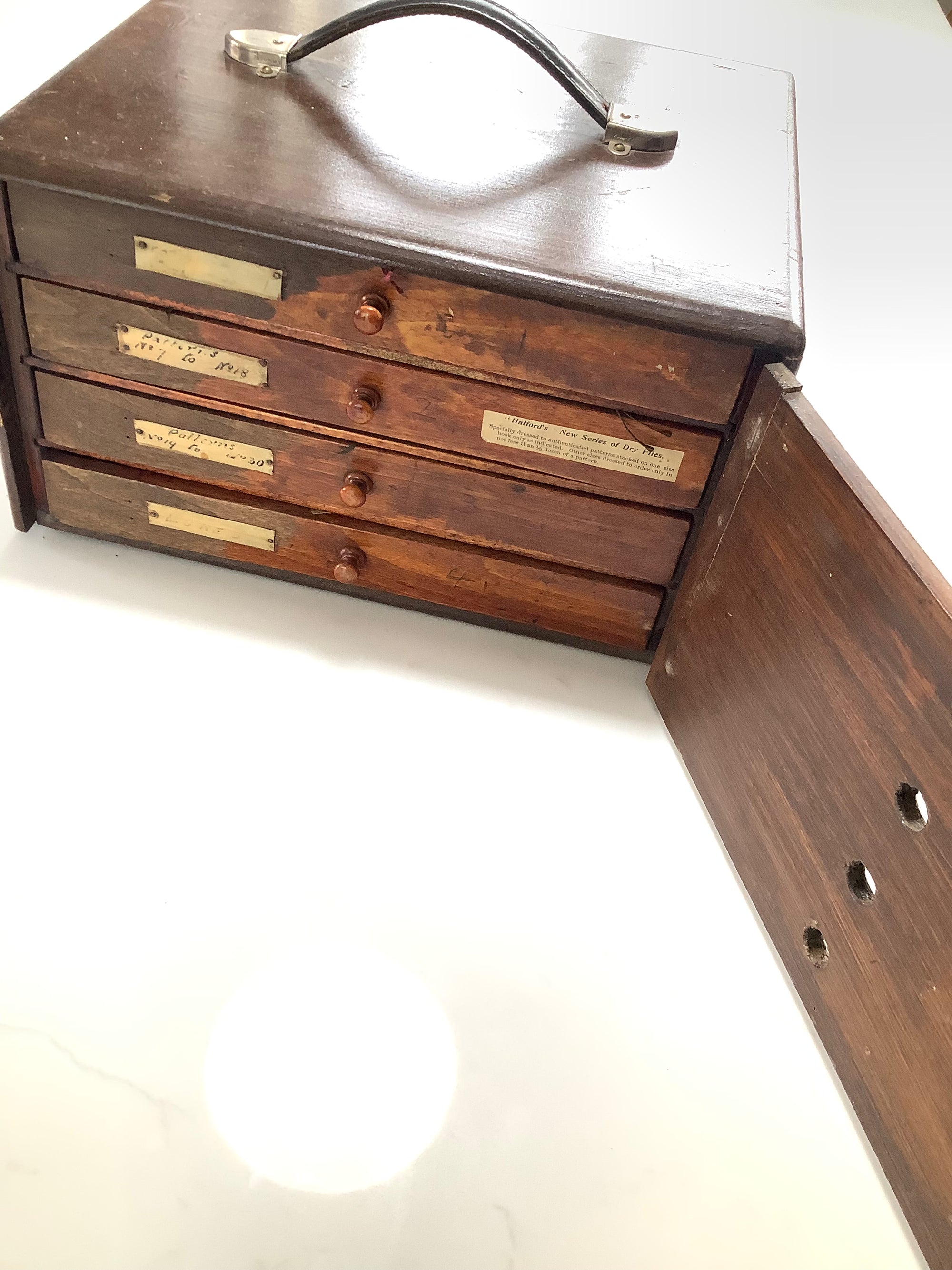 Antique Hardwood Fly Cabinet with 100s of Flies