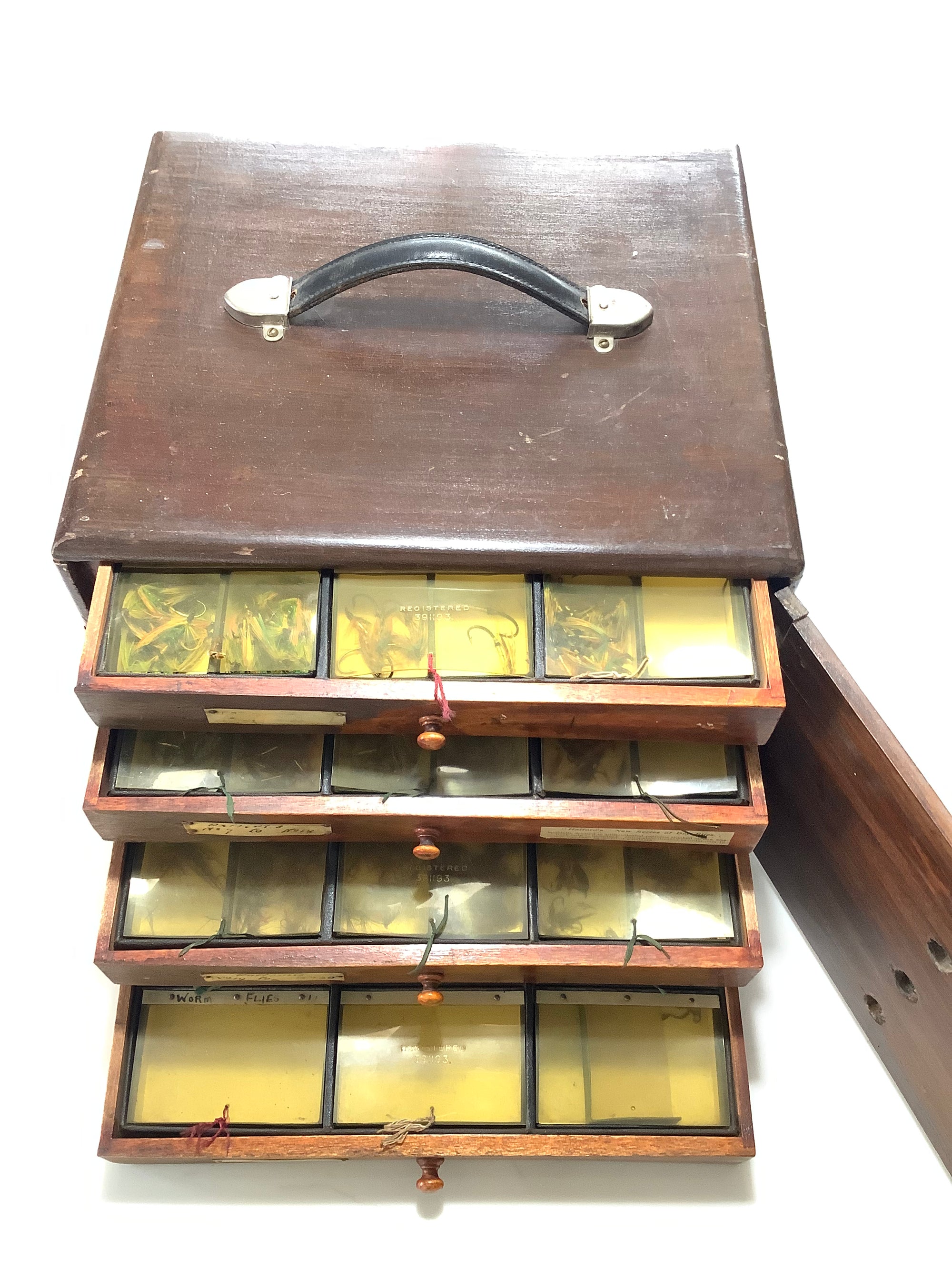 Antique Hardwood Fly Cabinet with 100s of Flies