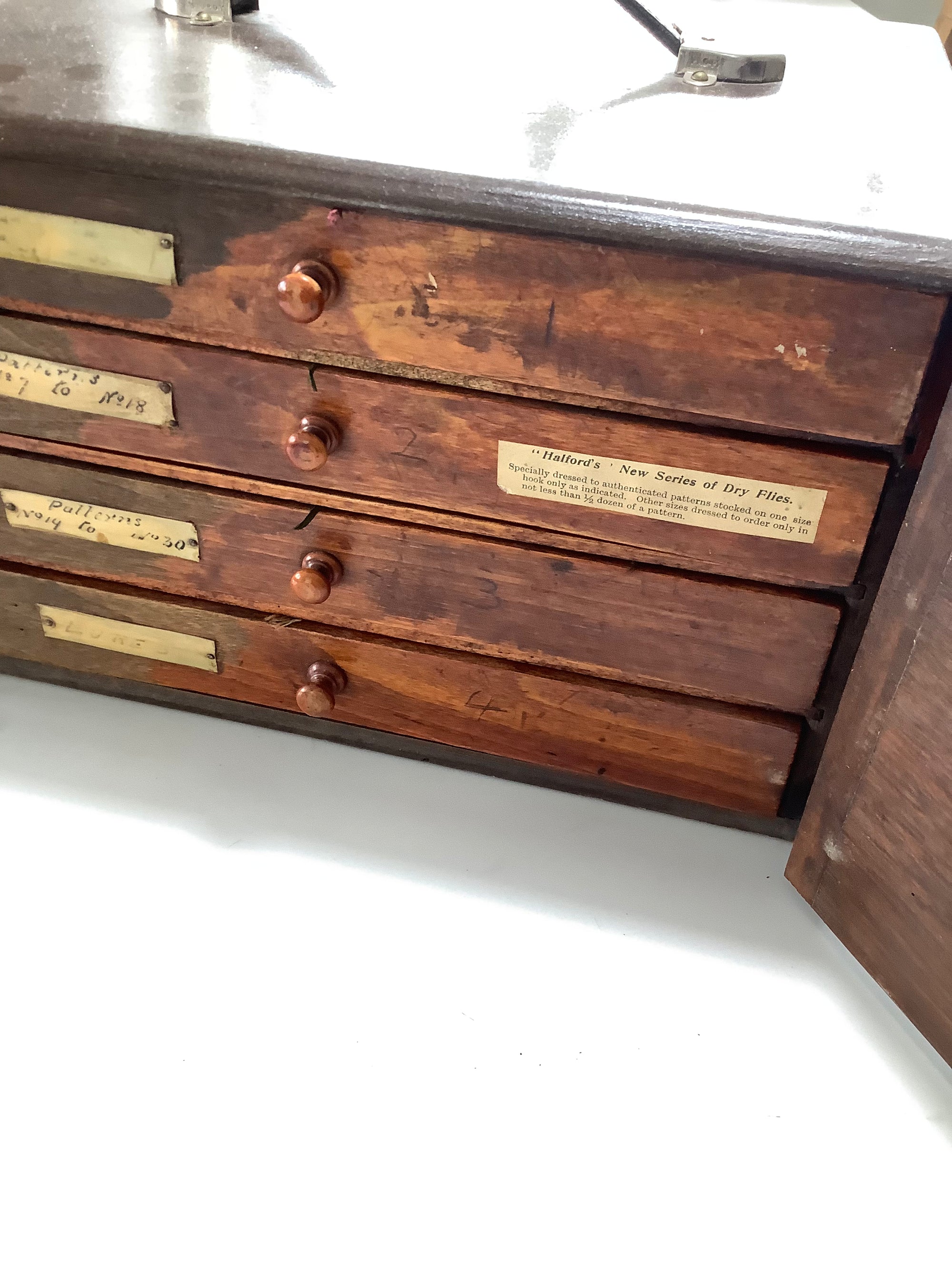 Antique Hardwood Fly Cabinet with 100s of Flies