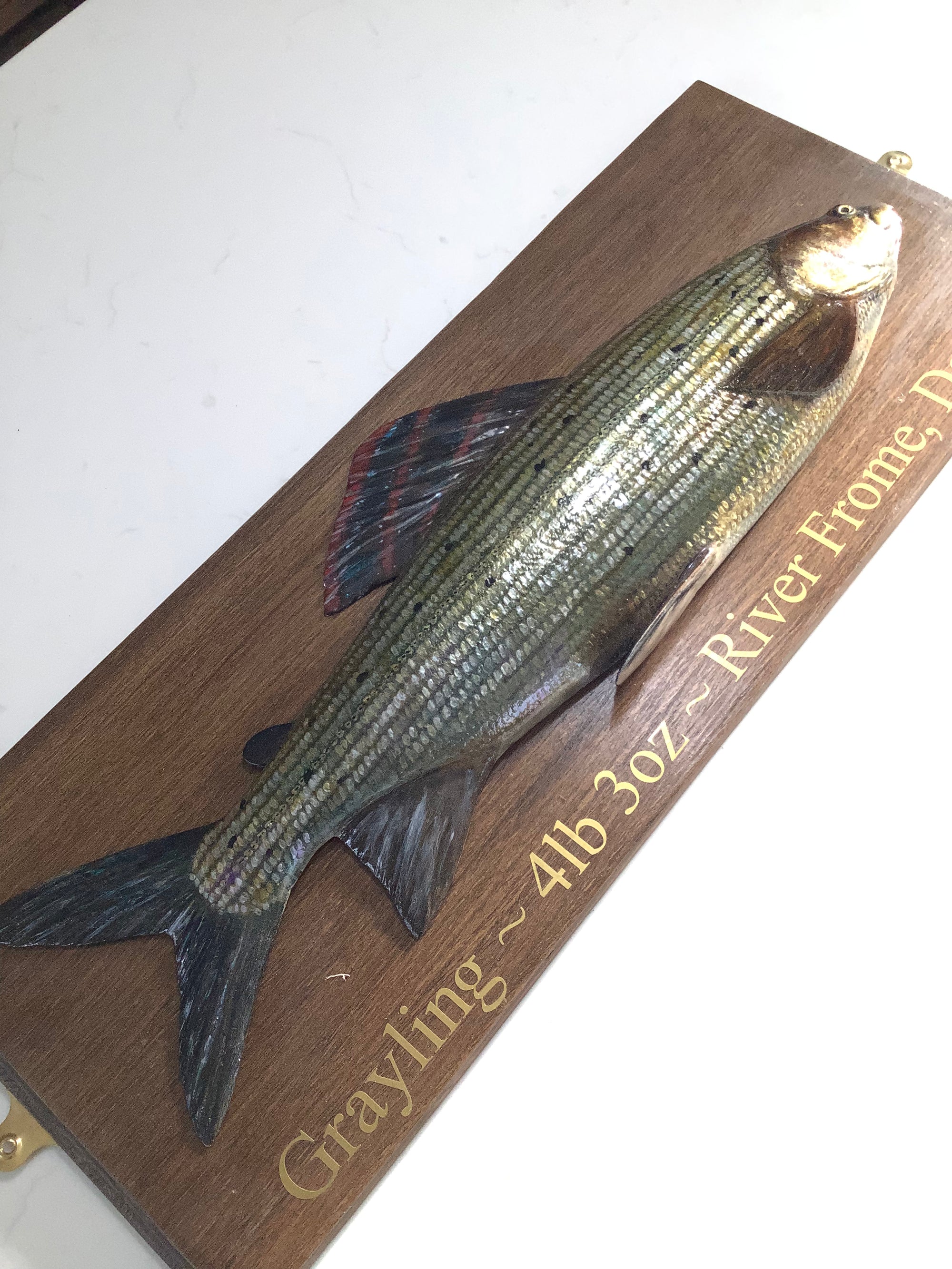 Hand Wood Carved & Realistically Painted GRAYLING By Artist/Master Carver MARC WILLIAMS