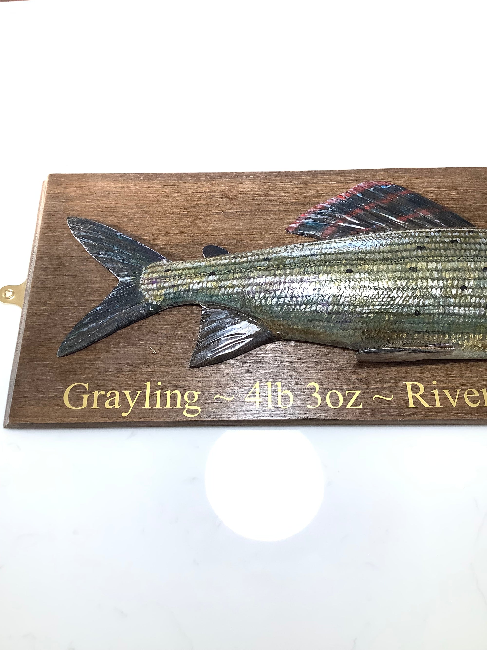 Hand Wood Carved & Realistically Painted GRAYLING By Artist/Master Carver MARC WILLIAMS