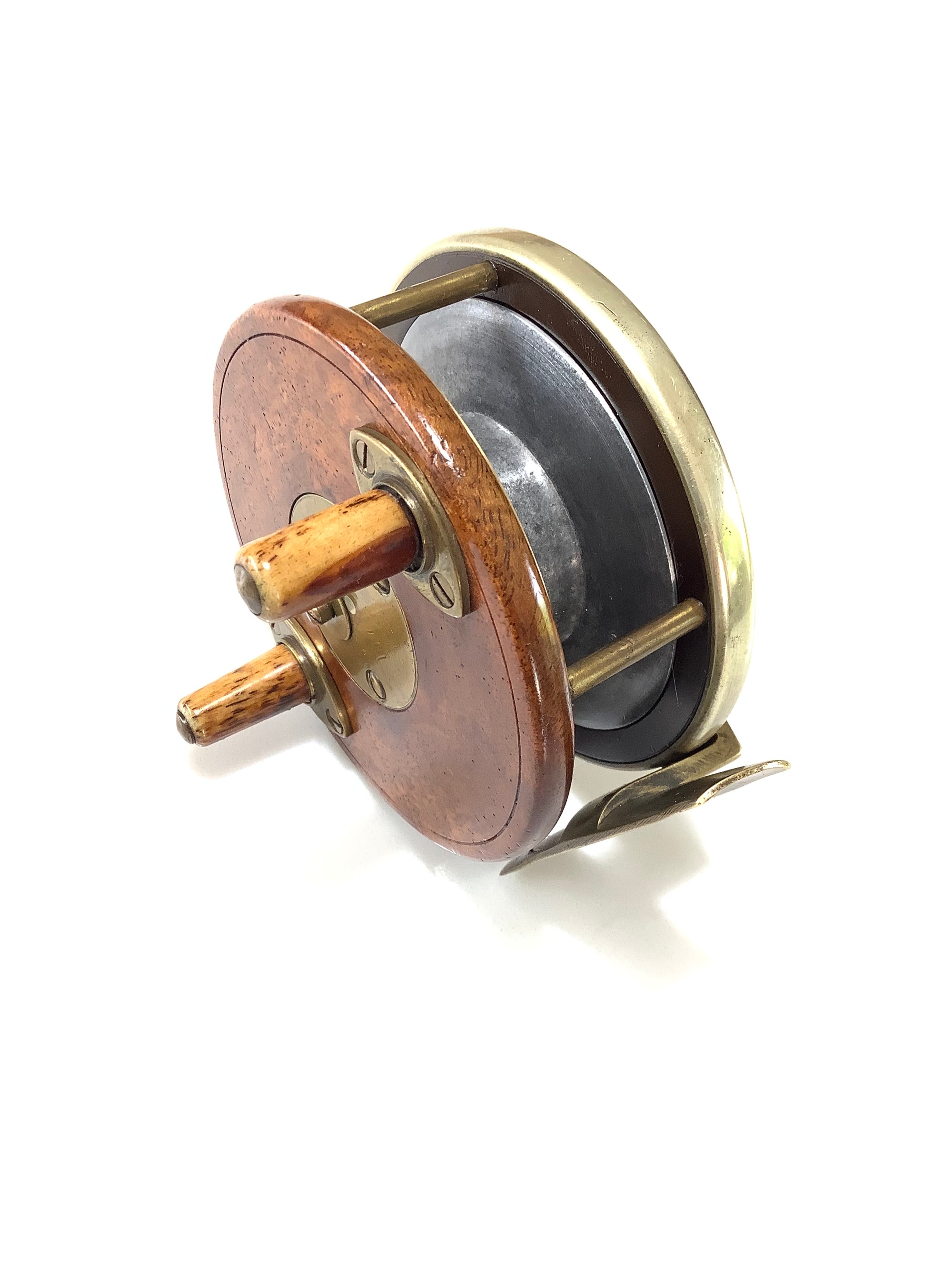 Antique D.SLATER WALNUT Combination Reel