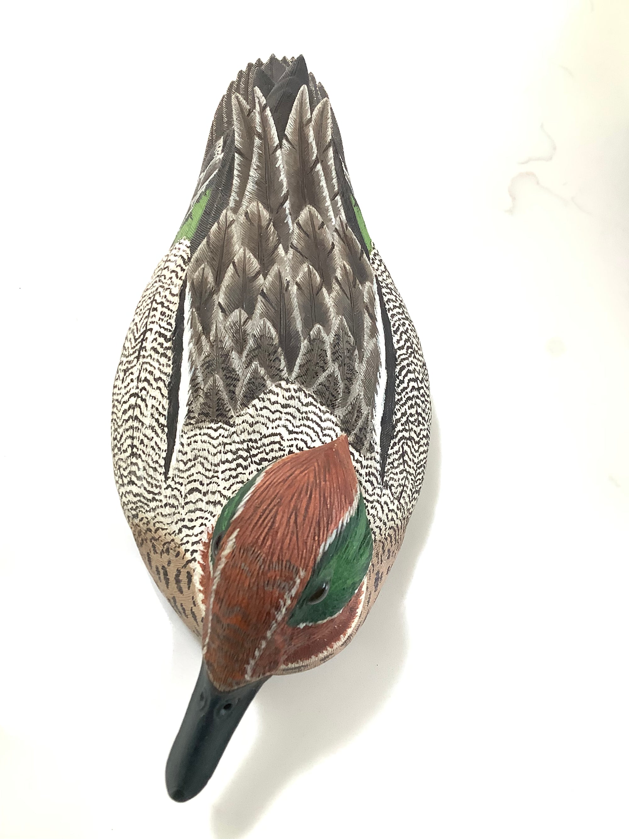 Hand Carved & Painted Crafted Teal By Master Craftsman Colin Clark BDWCA Award Winner