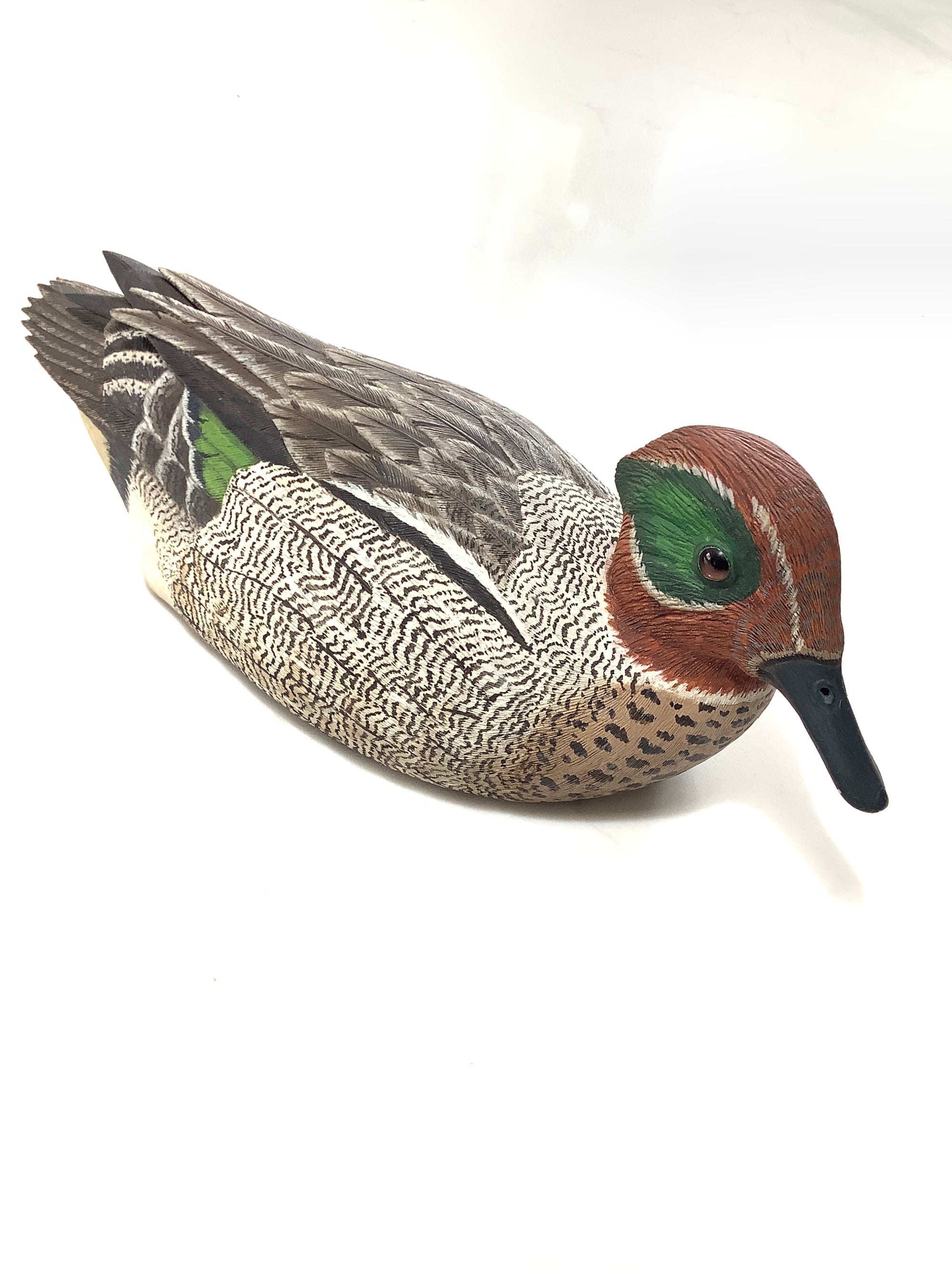 Hand Carved & Painted Crafted Teal By Master Craftsman Colin Clark BDWCA Award Winner