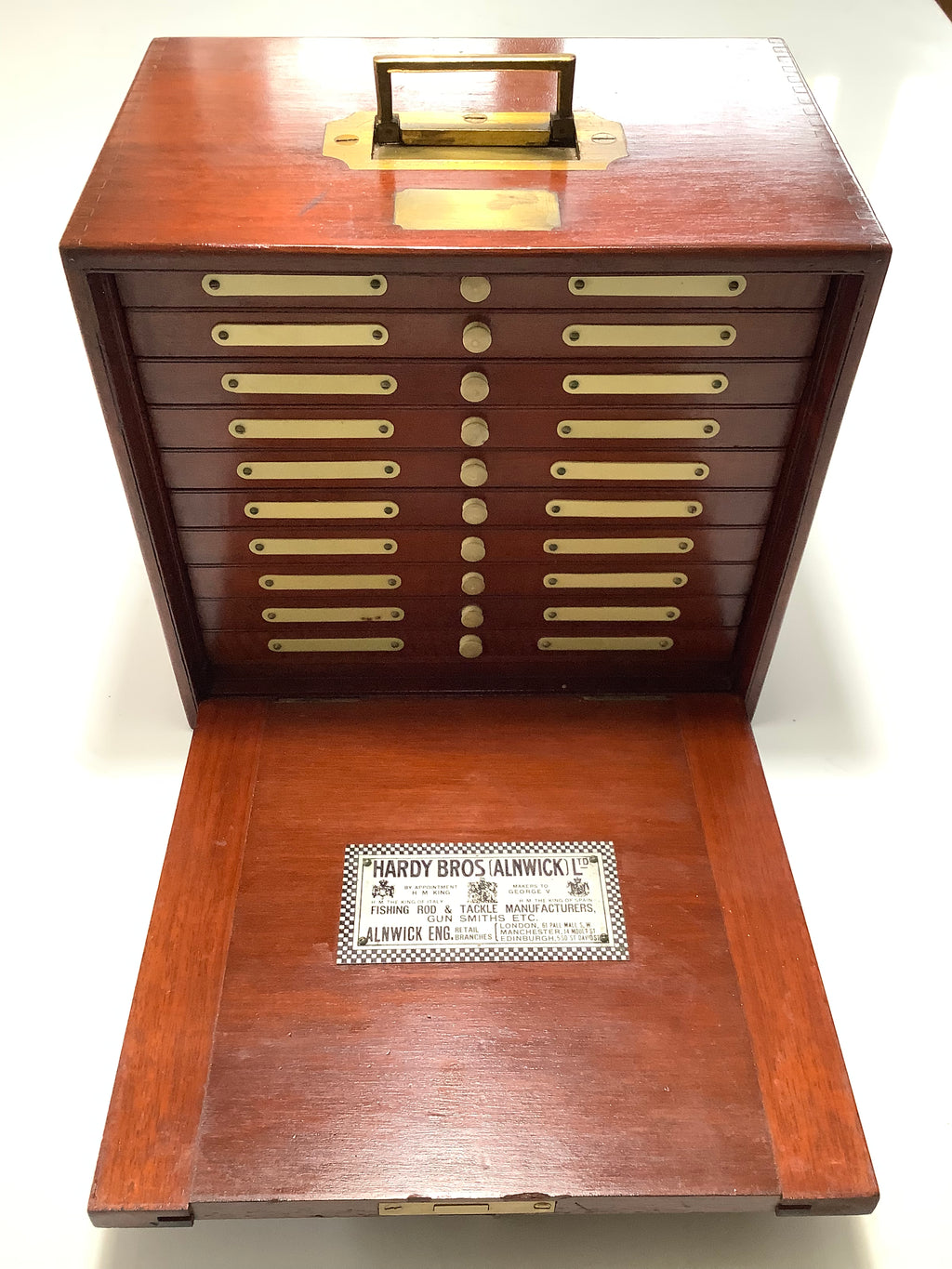 Antique HARDY Bros UNIQUE Salmon Fly Cabinet Fully Loaded with Antique Flies