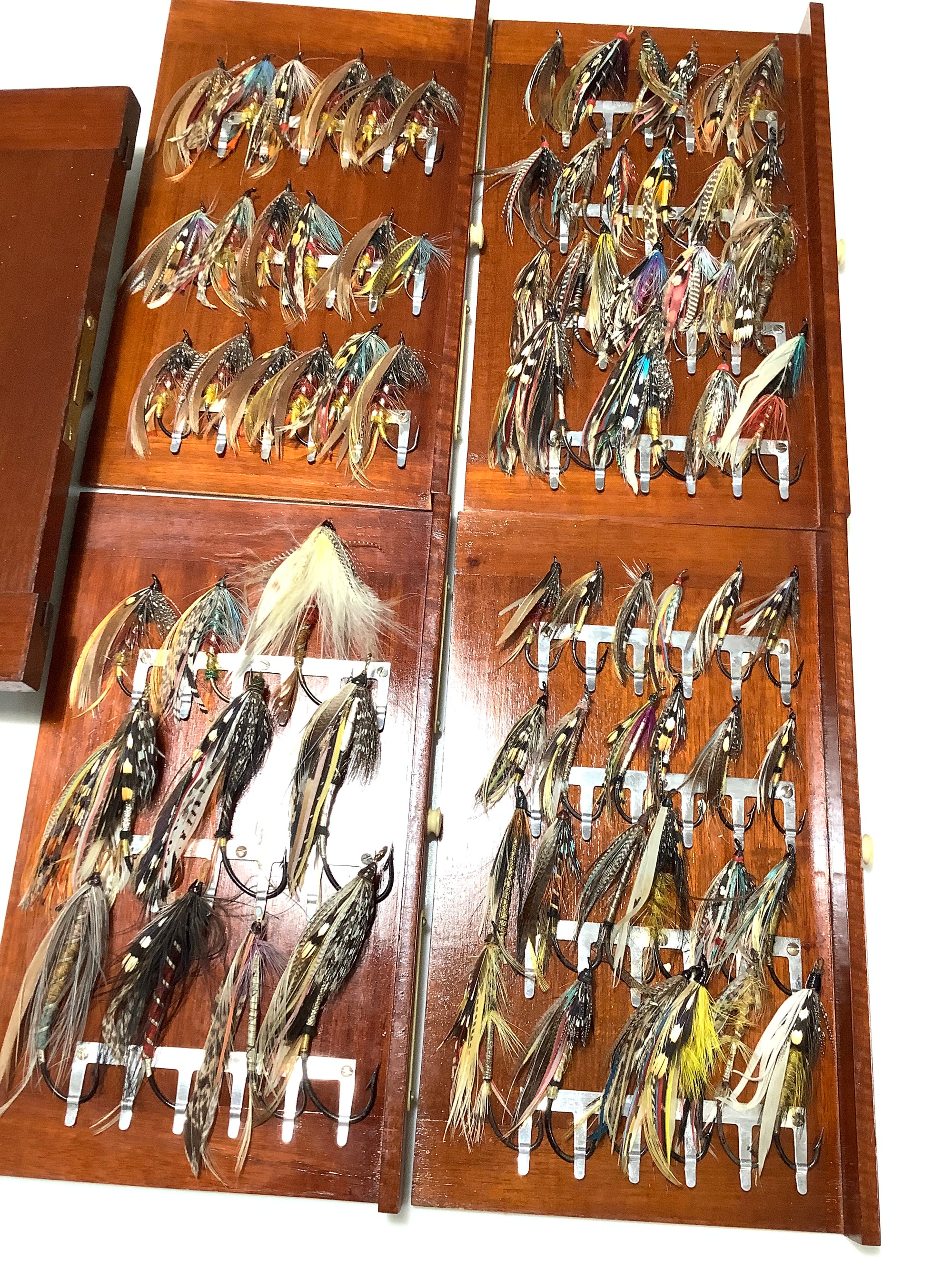 Antique HARDY Bros UNIQUE Salmon Fly Cabinet Fully Loaded with Antique Flies