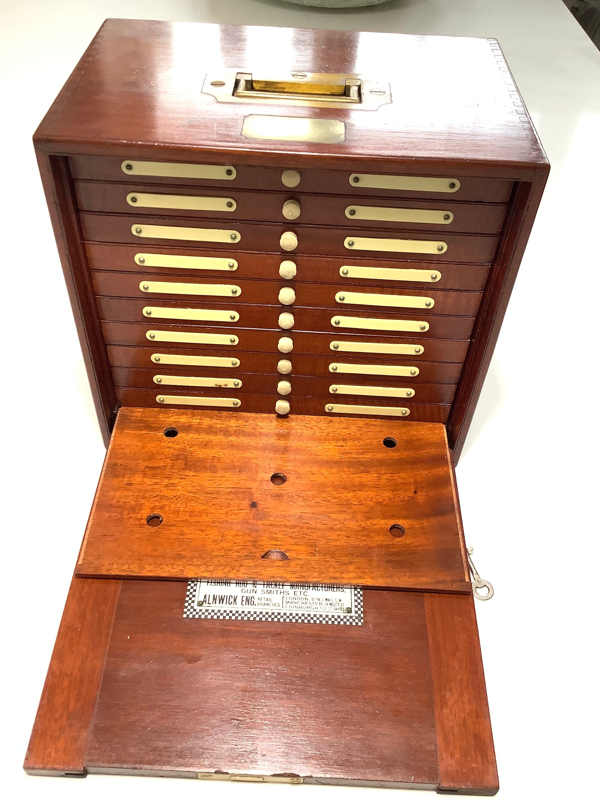Antique HARDY Bros UNIQUE Salmon Fly Cabinet Fully Loaded with Antique Flies