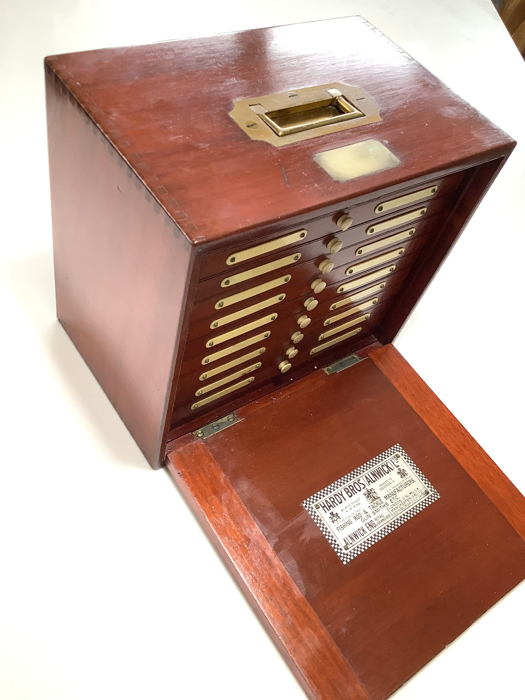 Antique HARDY Bros UNIQUE Salmon Fly Cabinet Fully Loaded with Antique Flies