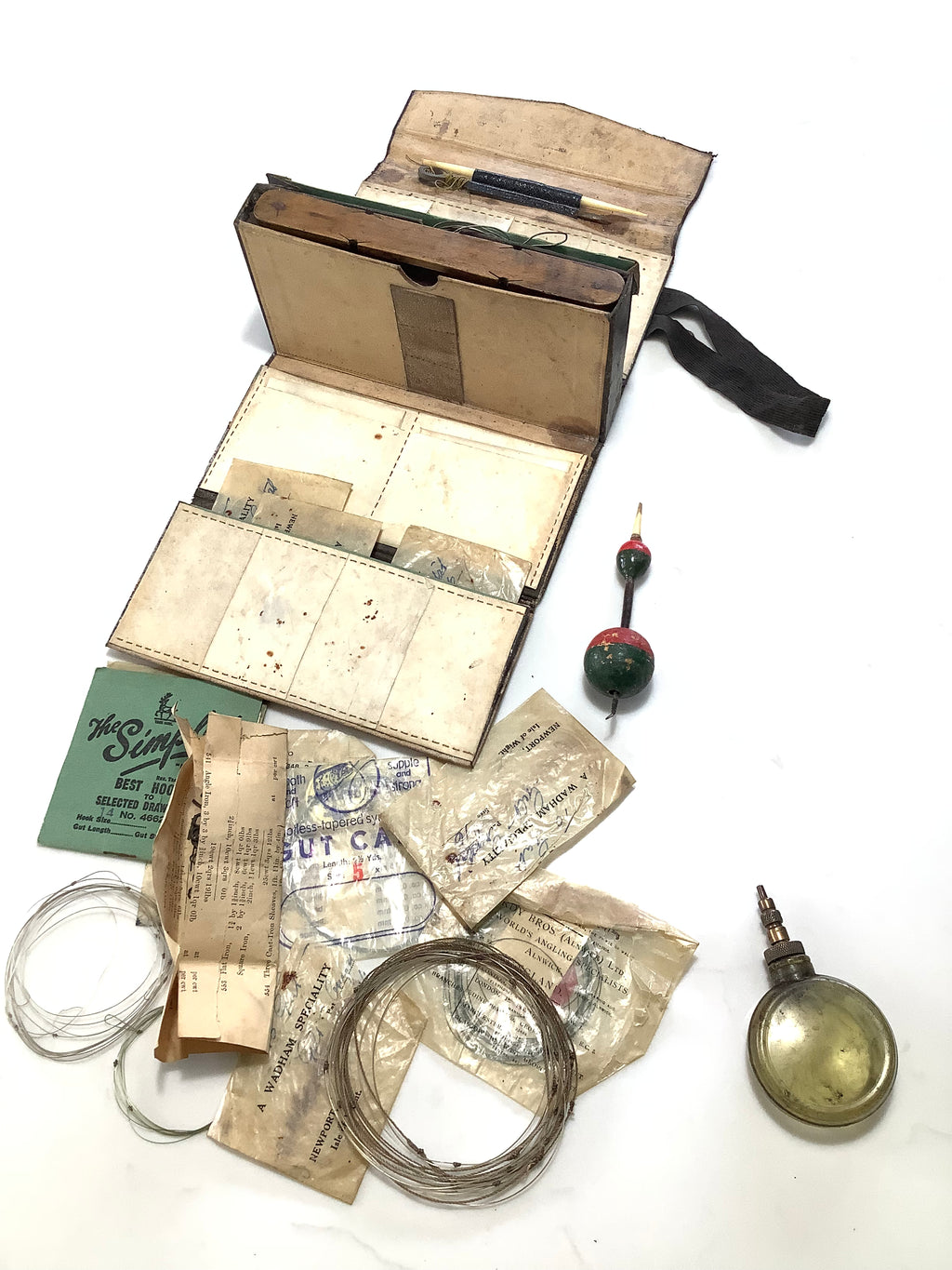 Antique Circa Late 1800 Fisherman’s Compendium Loaded With extras