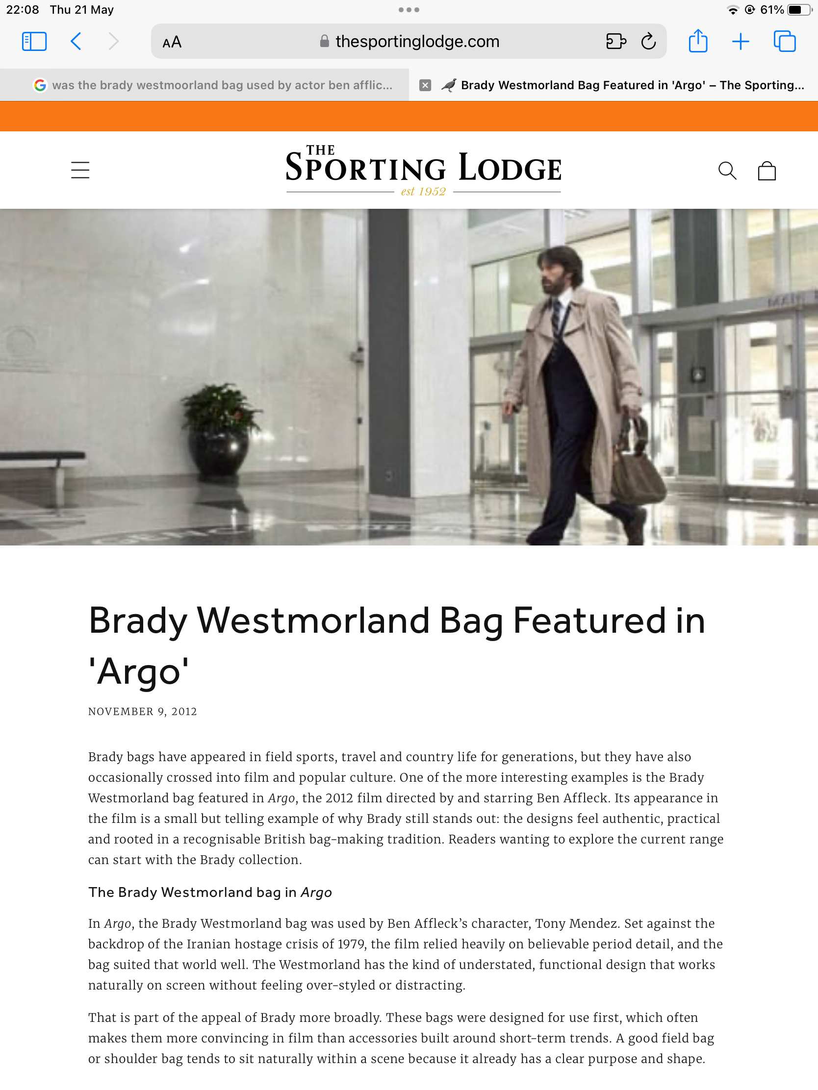 Rare Special Limited Edition BRADY Westmorland Carryall as seen in Film Drama..