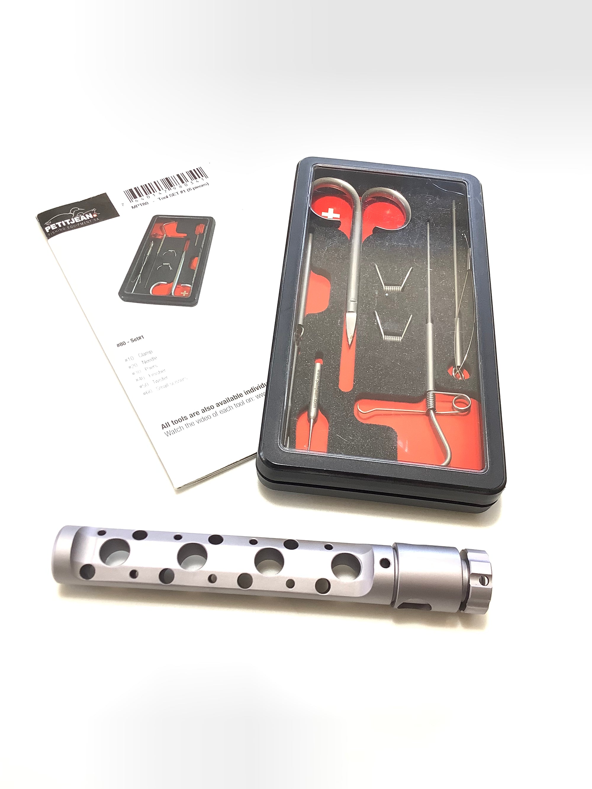 Marc Petitjean Fly tying tool set with Vice Tool Holder