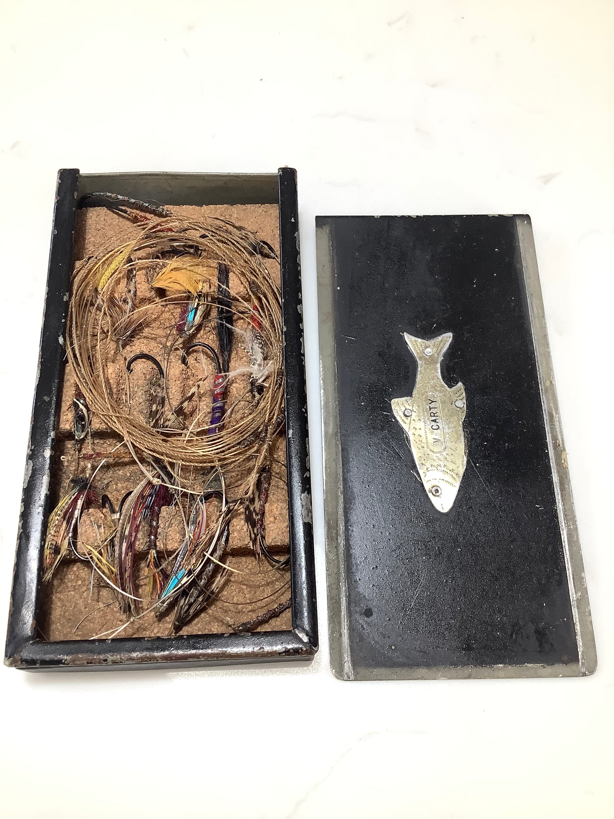 Rare Antique very early Salmon fly Box