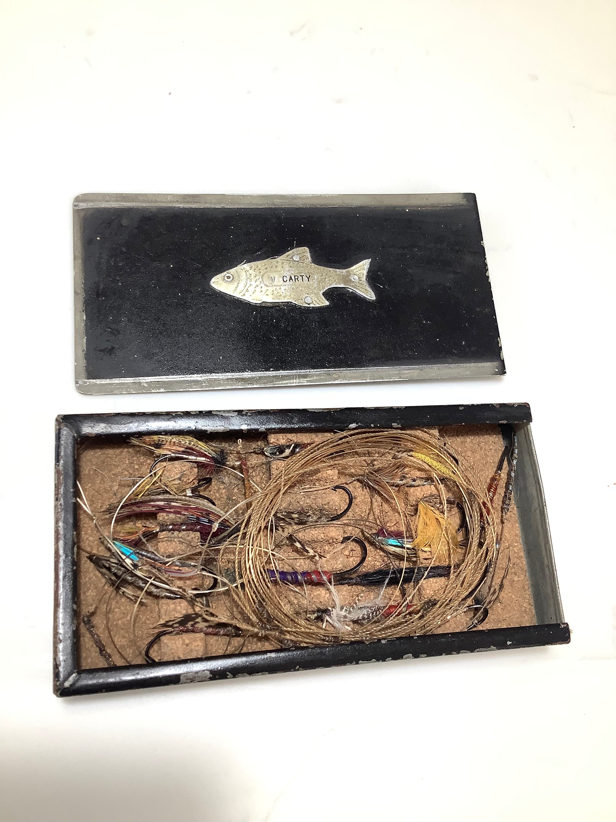 Rare Antique very early Salmon fly Box