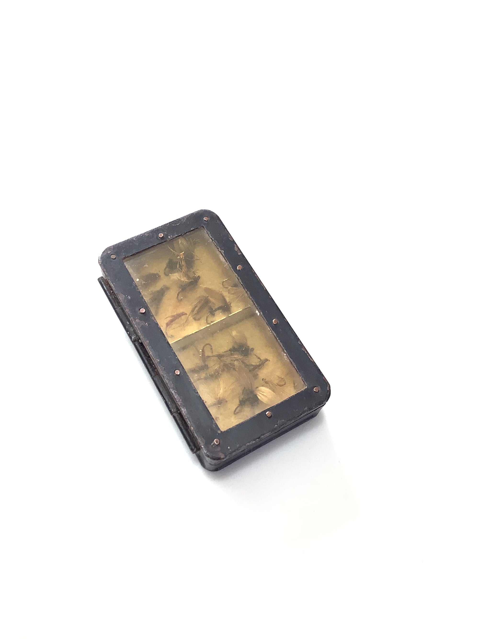 Very Rare Smallest Antique J.BERNARD “ ON VIEW” Pocket Fly Box
