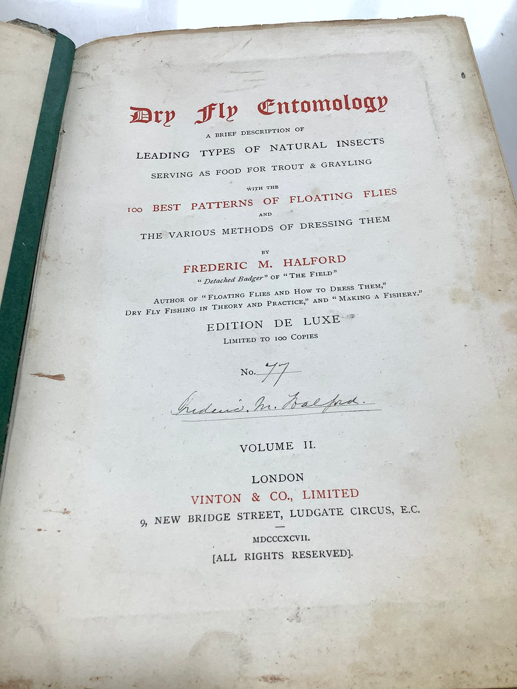 Antique DRY FLY ENTOMOLOGY Limited DE LUXE EDITION By F.M Halford 2 x Vol