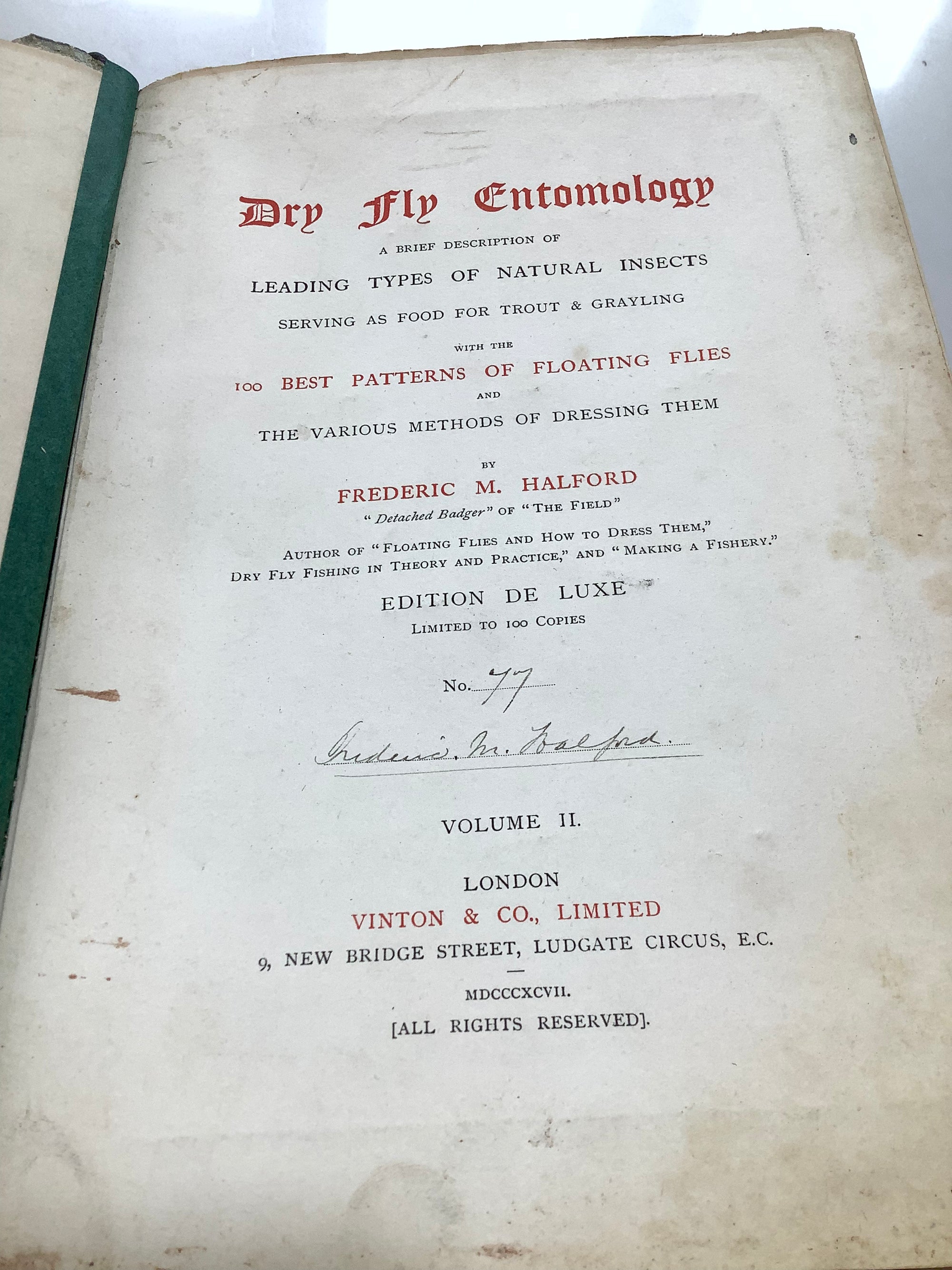 Antique DRY FLY ENTOMOLOGY Limited DE LUXE EDITION By F.M Halford 2 x Vol