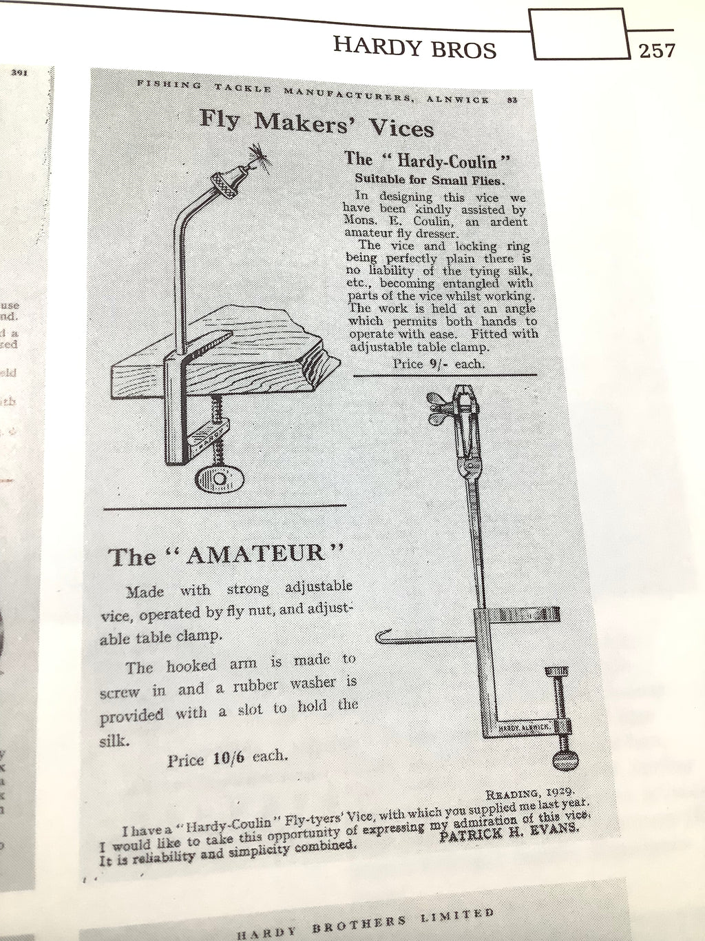 A Very Rare Antique Hardy Bros Fly Tying Vice