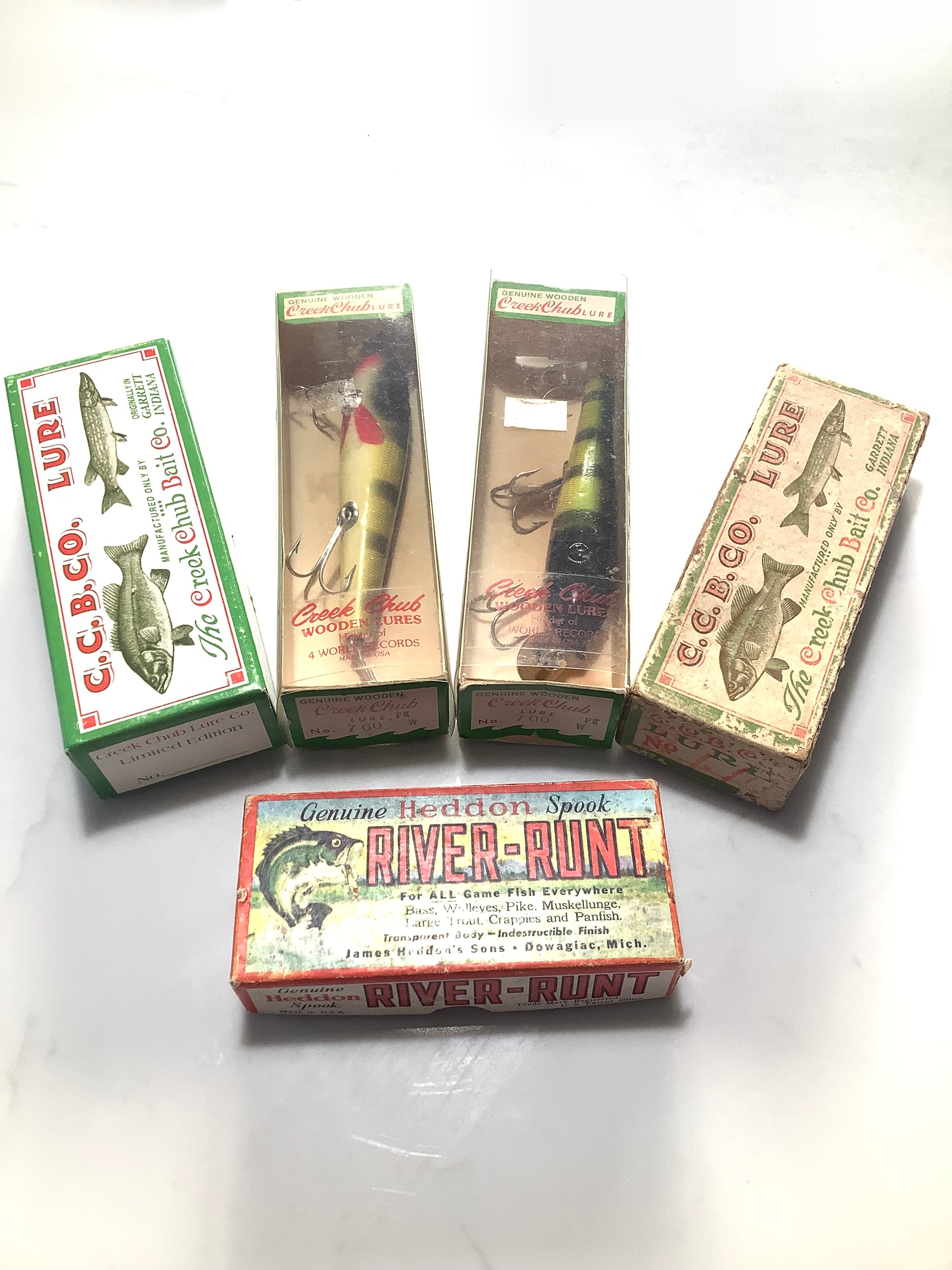 Vintage Boxed Creek Chub Bait Co & Heddon Lure Baits