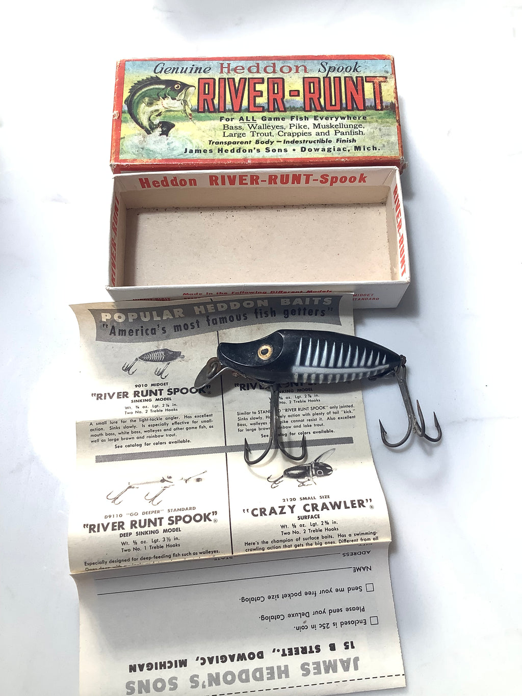 Vintage Boxed Creek Chub Bait Co & Heddon Lure Baits