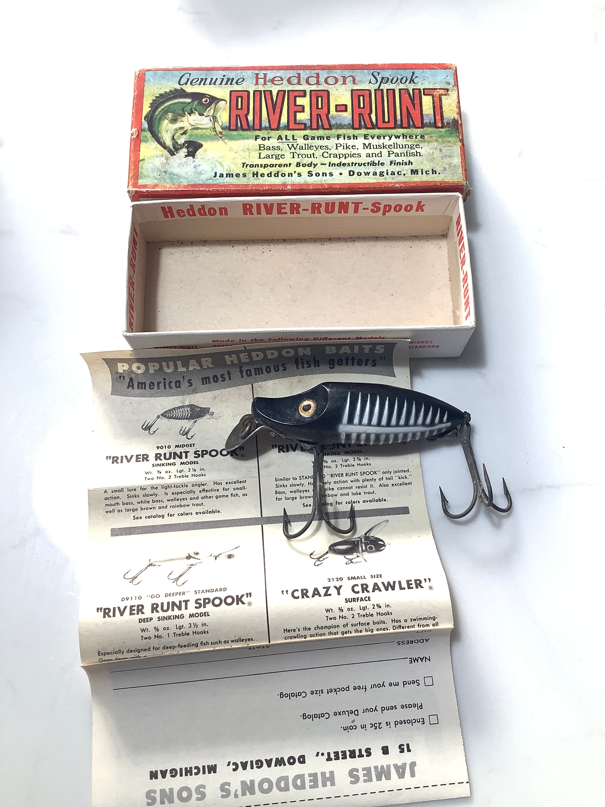 Vintage Boxed Creek Chub Bait Co & Heddon Lure Baits