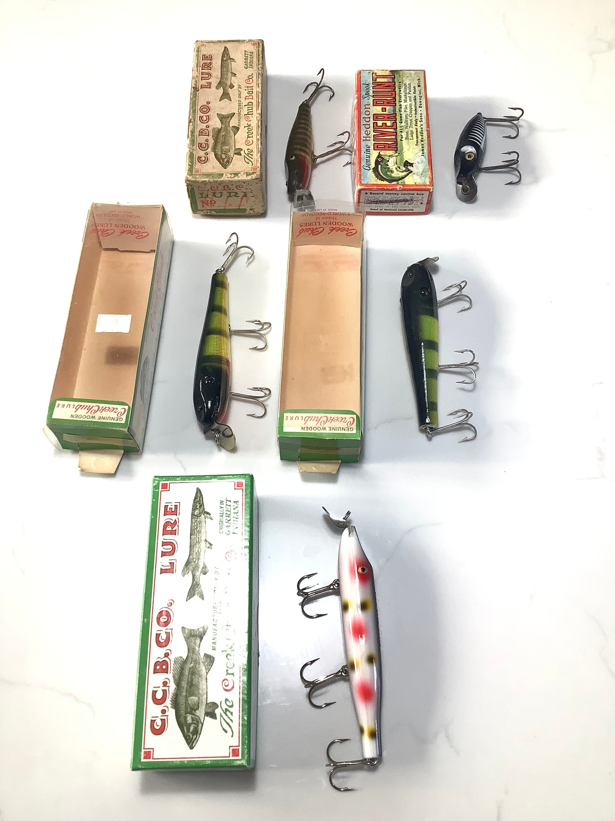 Vintage Boxed Creek Chub Bait Co & Heddon Lure Baits