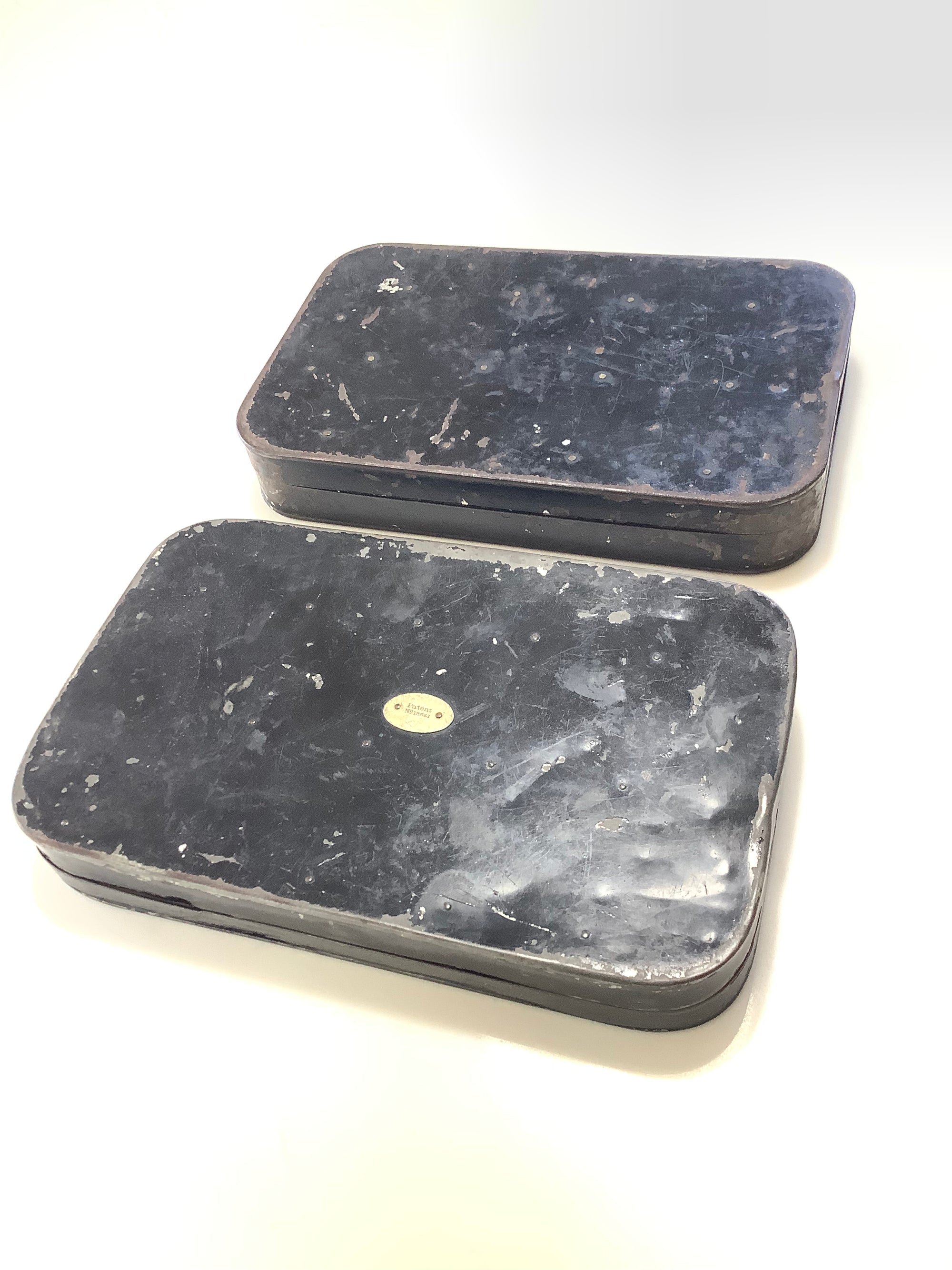 Antique FARLOWS & MALLOCH Large Salmon Fly boxes with selection of Dressed Salmon flies