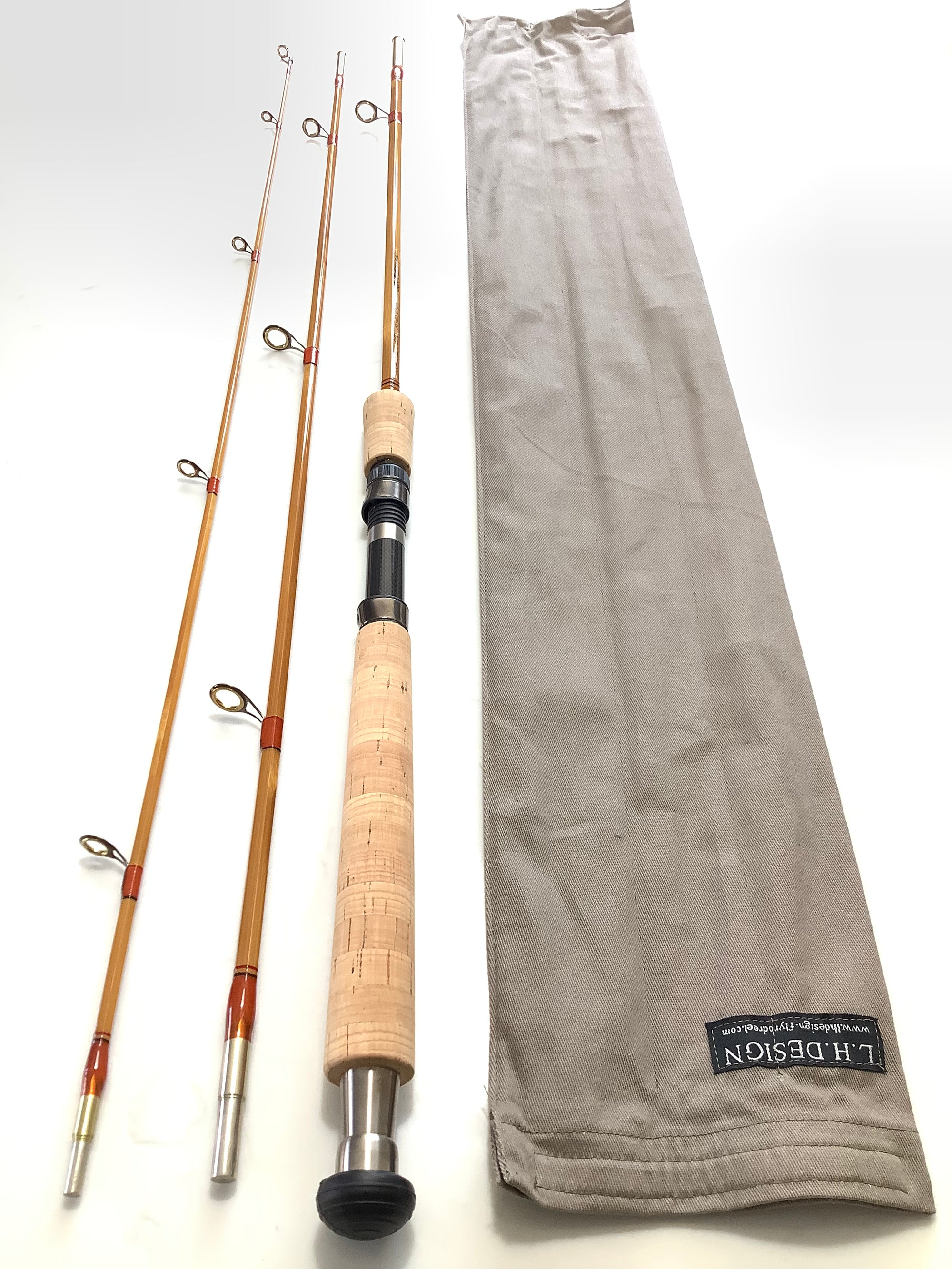 Rare L.H DESIGN Travel Built Cane Casting Rod