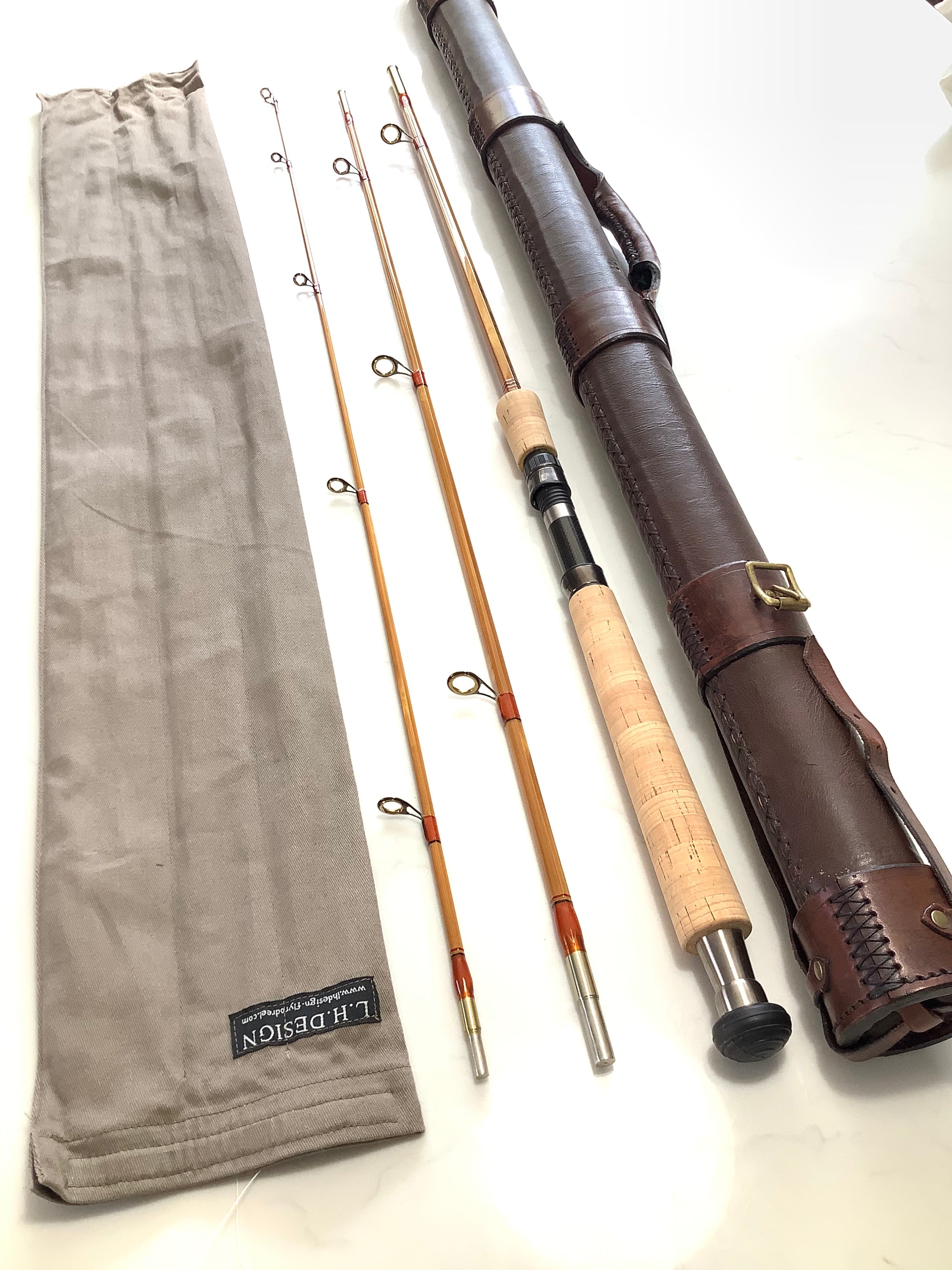 Rare L.H DESIGN Travel Built Cane Casting Rod