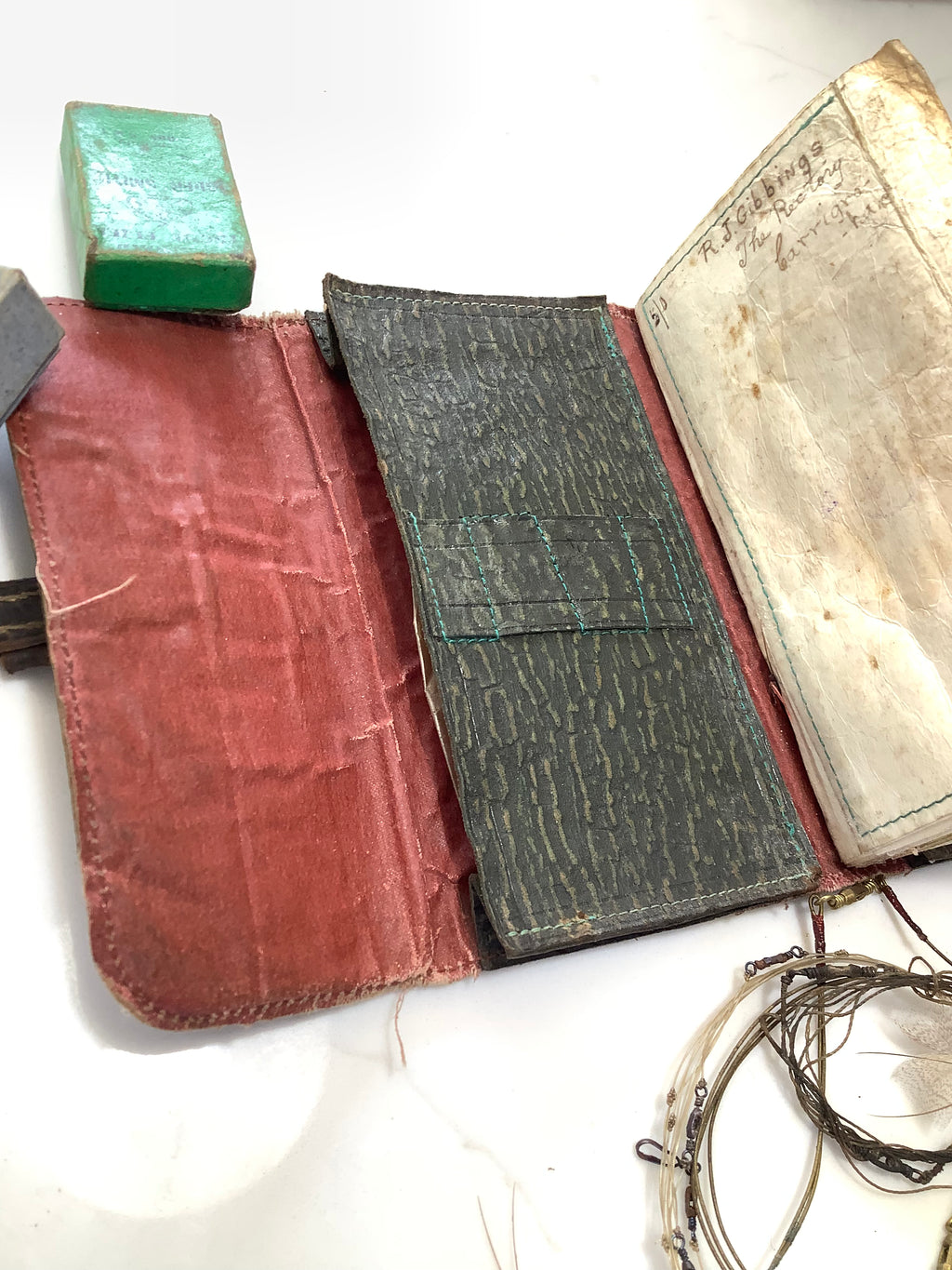 Antique Quality Dry Fly collection with Rare Exotic Leather Wallet