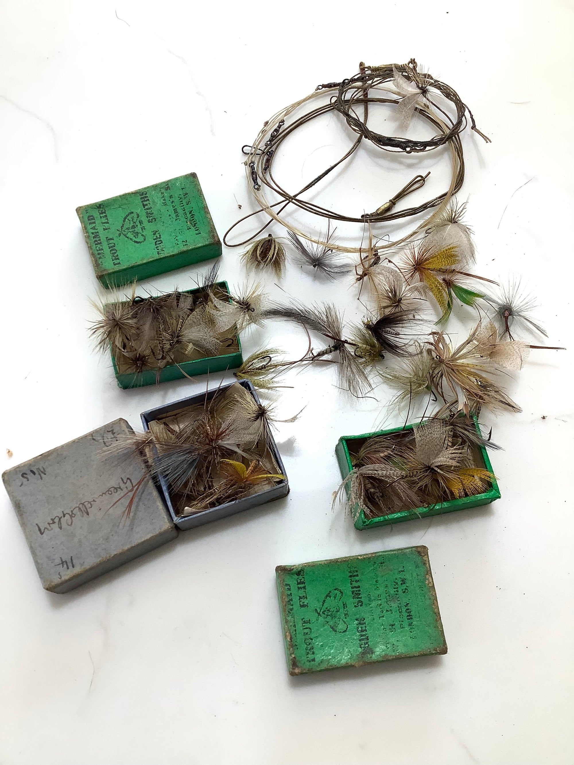 Antique Quality Dry Fly collection with Rare Exotic Leather Wallet