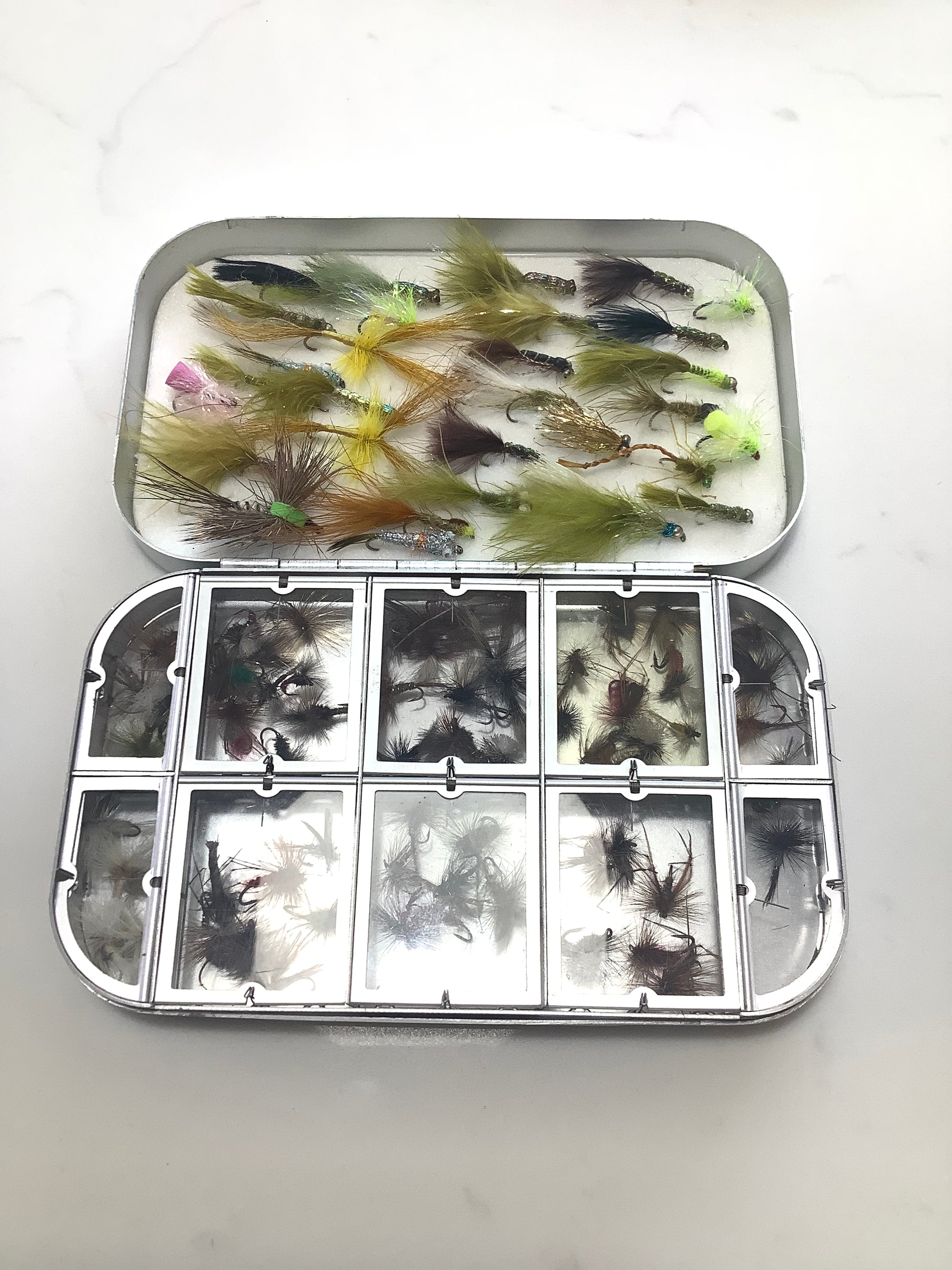 Scarce WILLIAM POWELL Wheatley Compartment Fly box & Flies