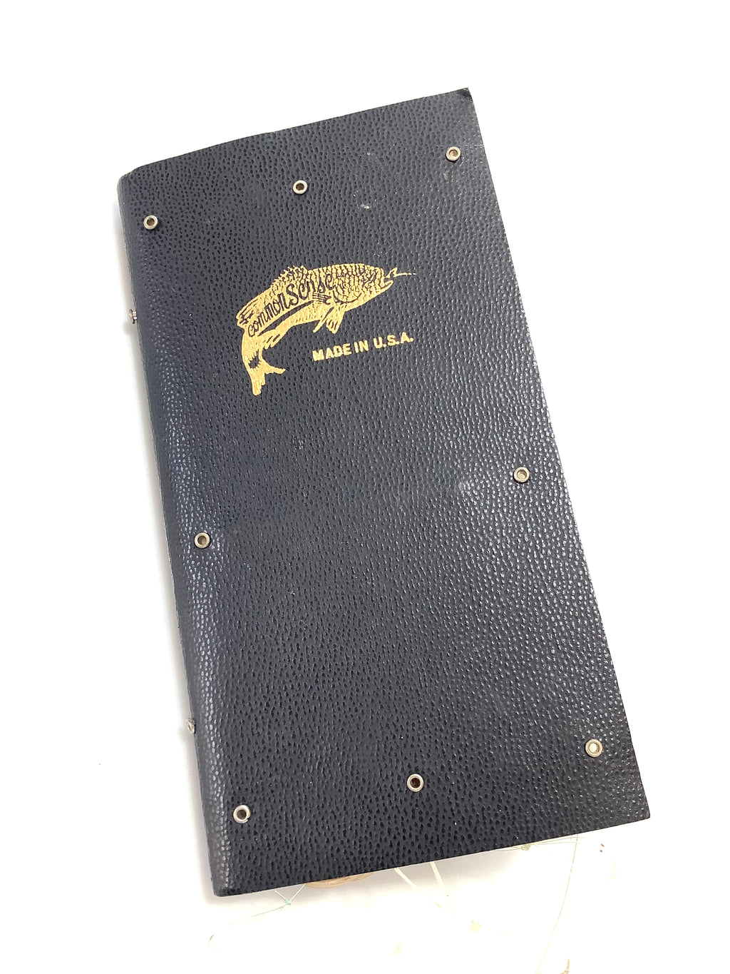 Antique COMMON SENSE Fly Book Wallet with Antique flies to gut