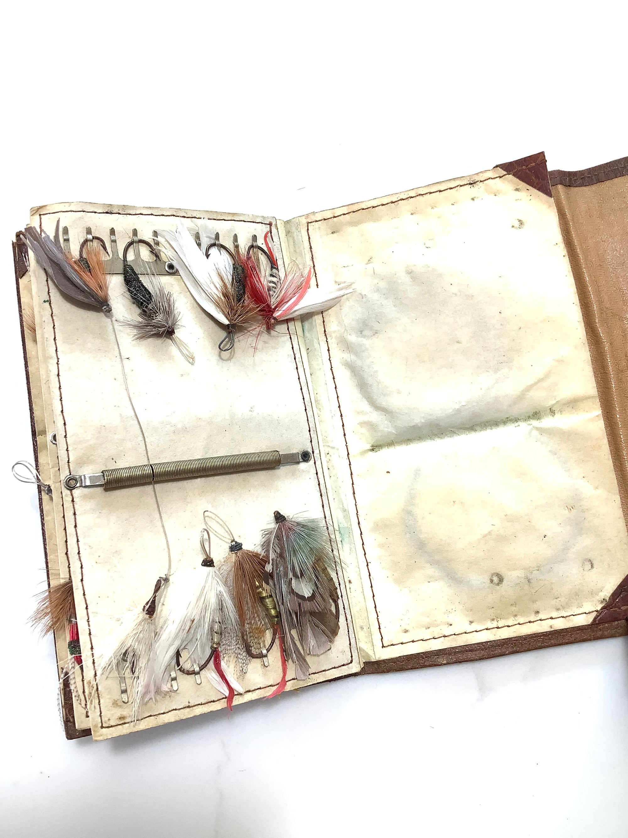 Antique Wheatley Leather Fly Wallet with flies to gut