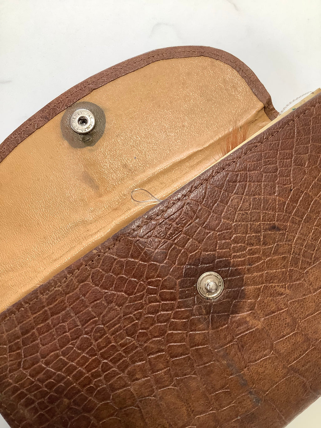 Antique Wheatley Leather Fly Wallet with flies to gut