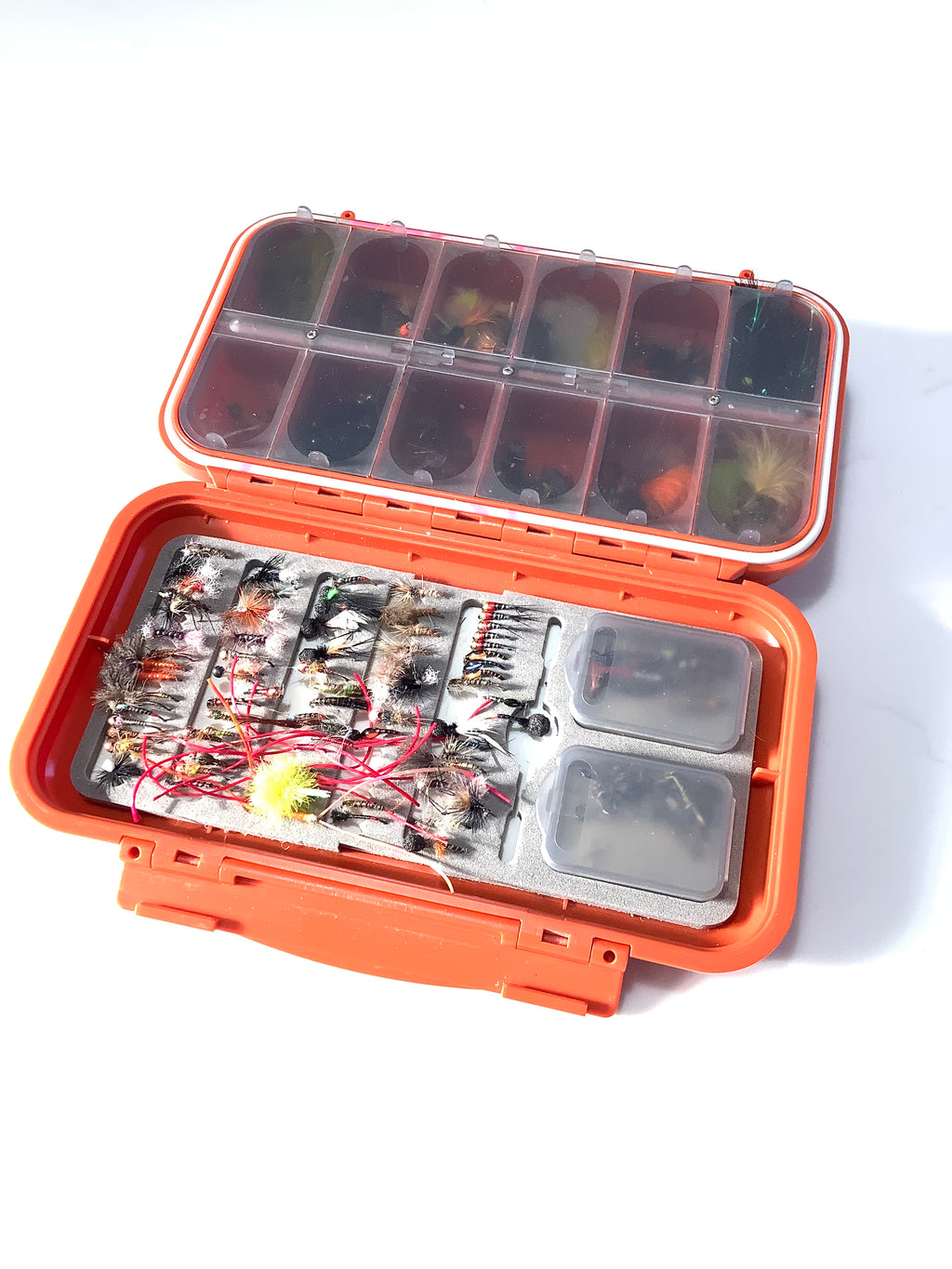 Large Orange C&F DESIGN Fly Box Fully loaded