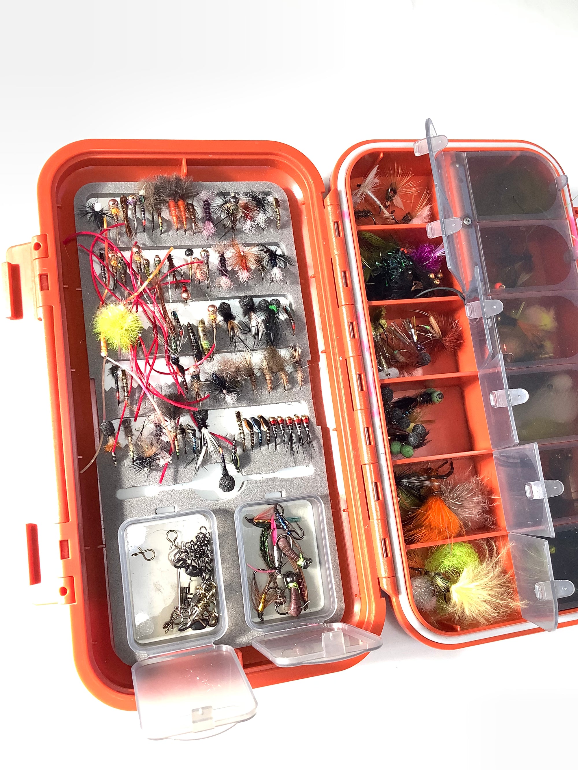 Large Orange C&F DESIGN Fly Box Fully loaded
