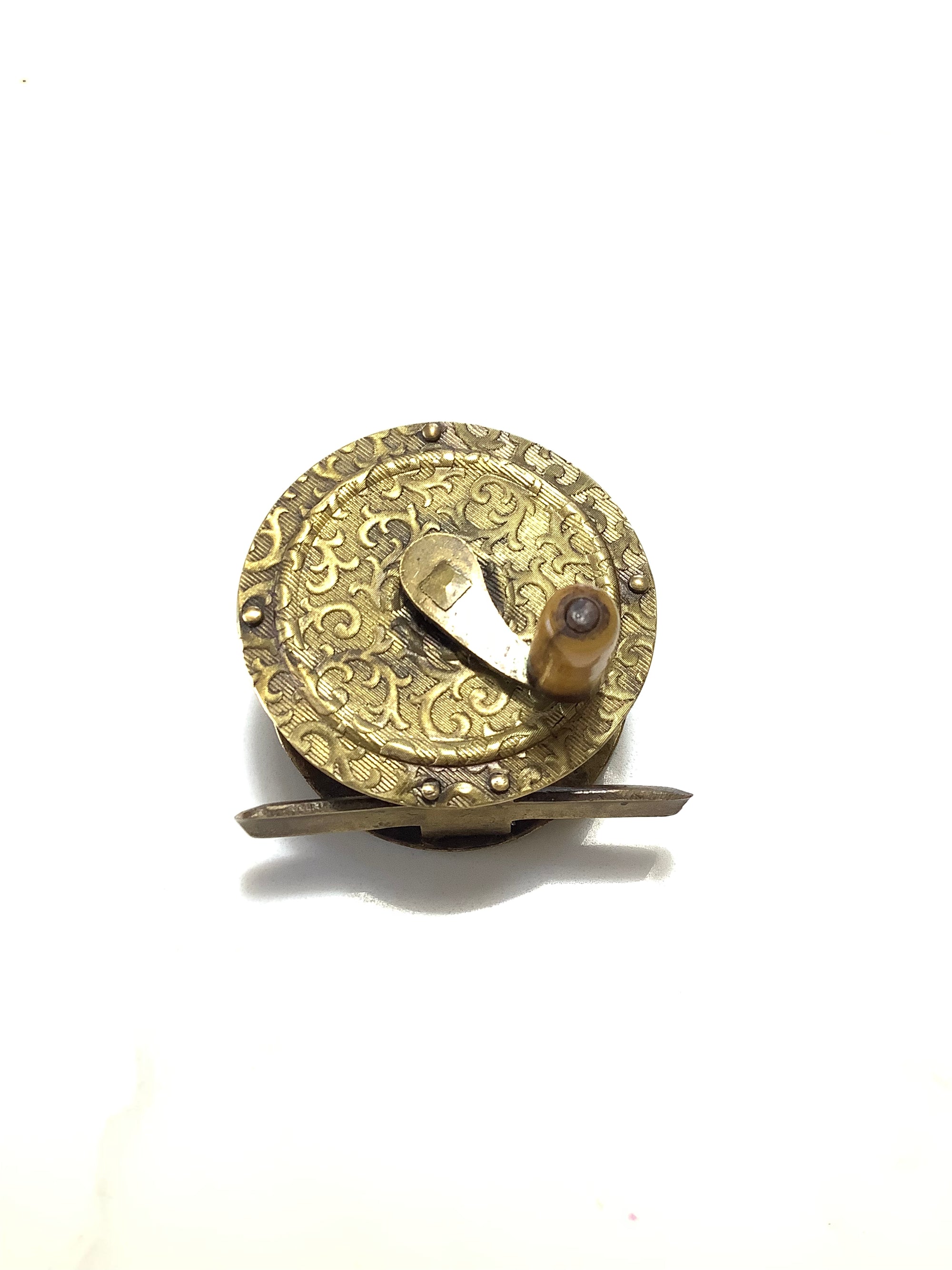 Extremely Rare Antique Embossed Scrolling Acanthus style Brass Winch