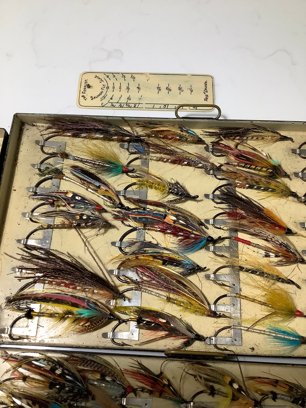 Rare Antique Malloch Salmon Fly Reservoir with Largest Size Dressed 8/0, 9/0 Salmon Flies