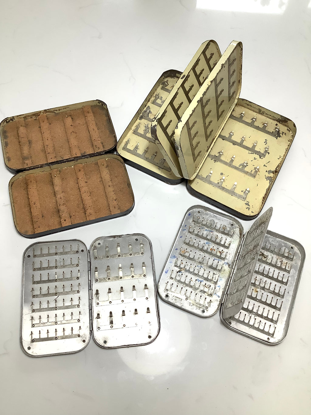 Four Antique Vintage Salmon & Trout Fly Boxes