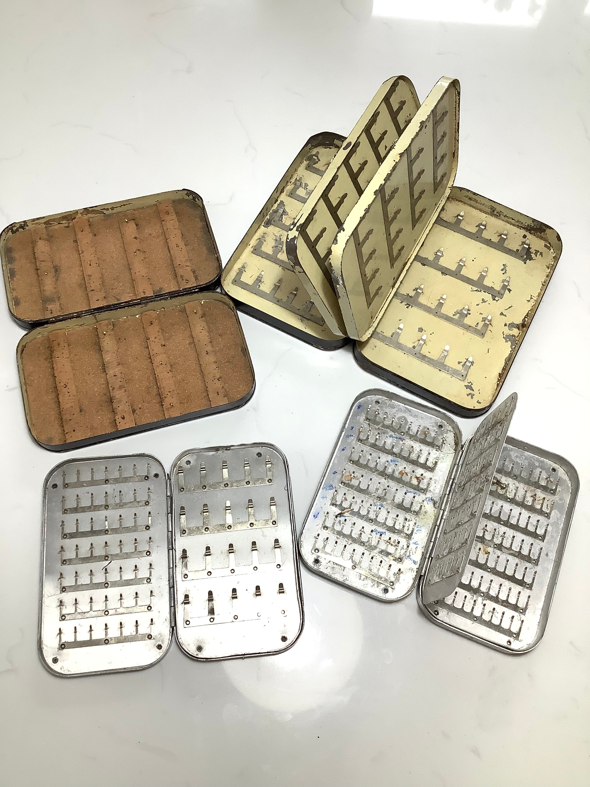 Four Antique Vintage Salmon & Trout Fly Boxes