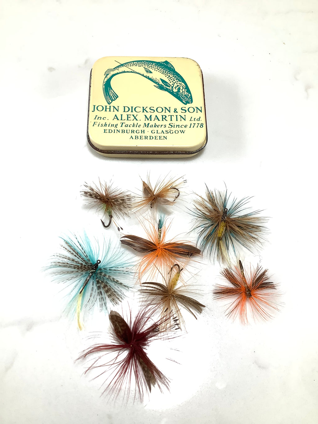 Vintage John Dickson & Alex Martin Fly Boxes with Dry trout flies