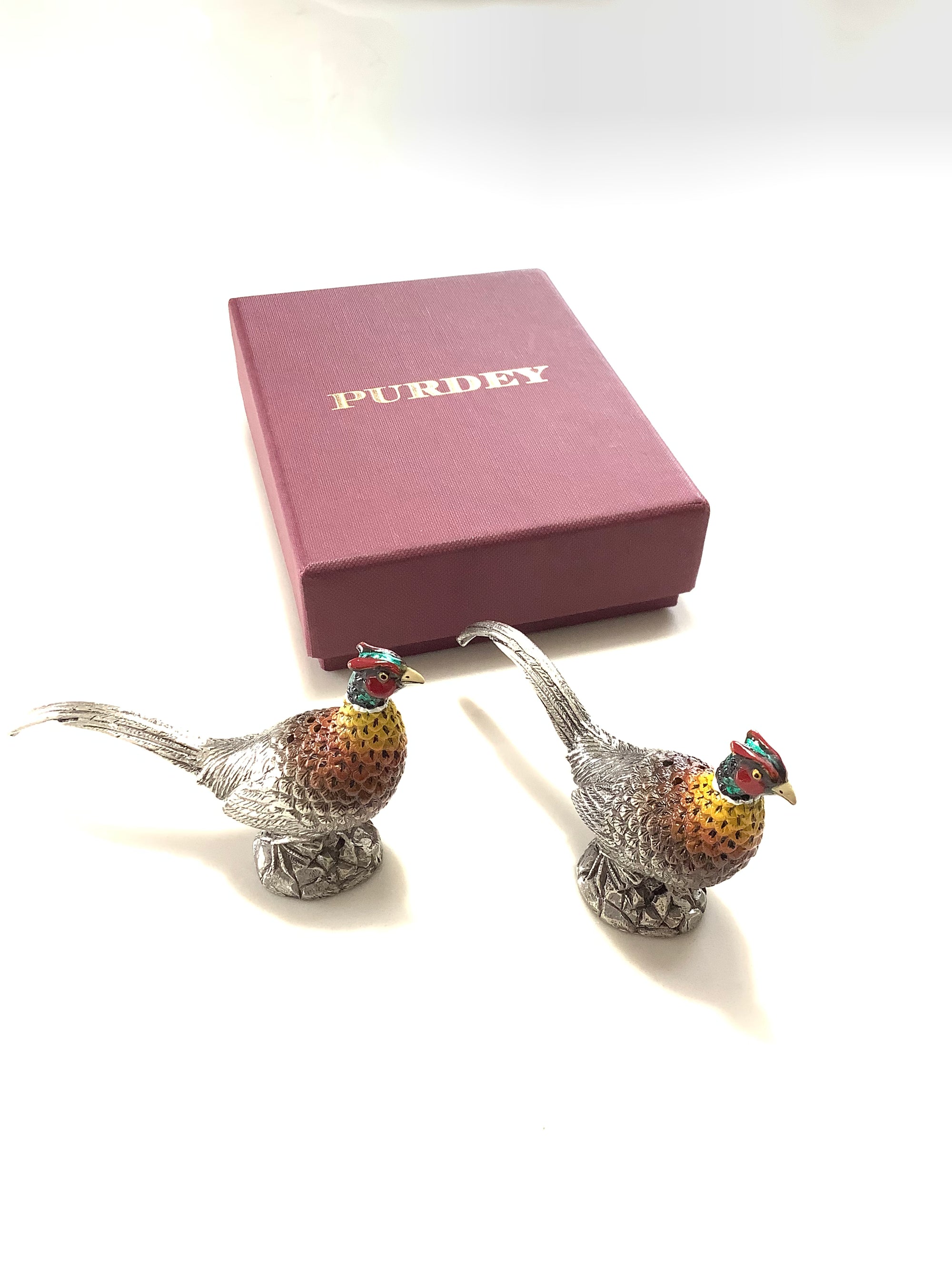 James PURDEY Pair of Pheasant Cruet Set NEW
