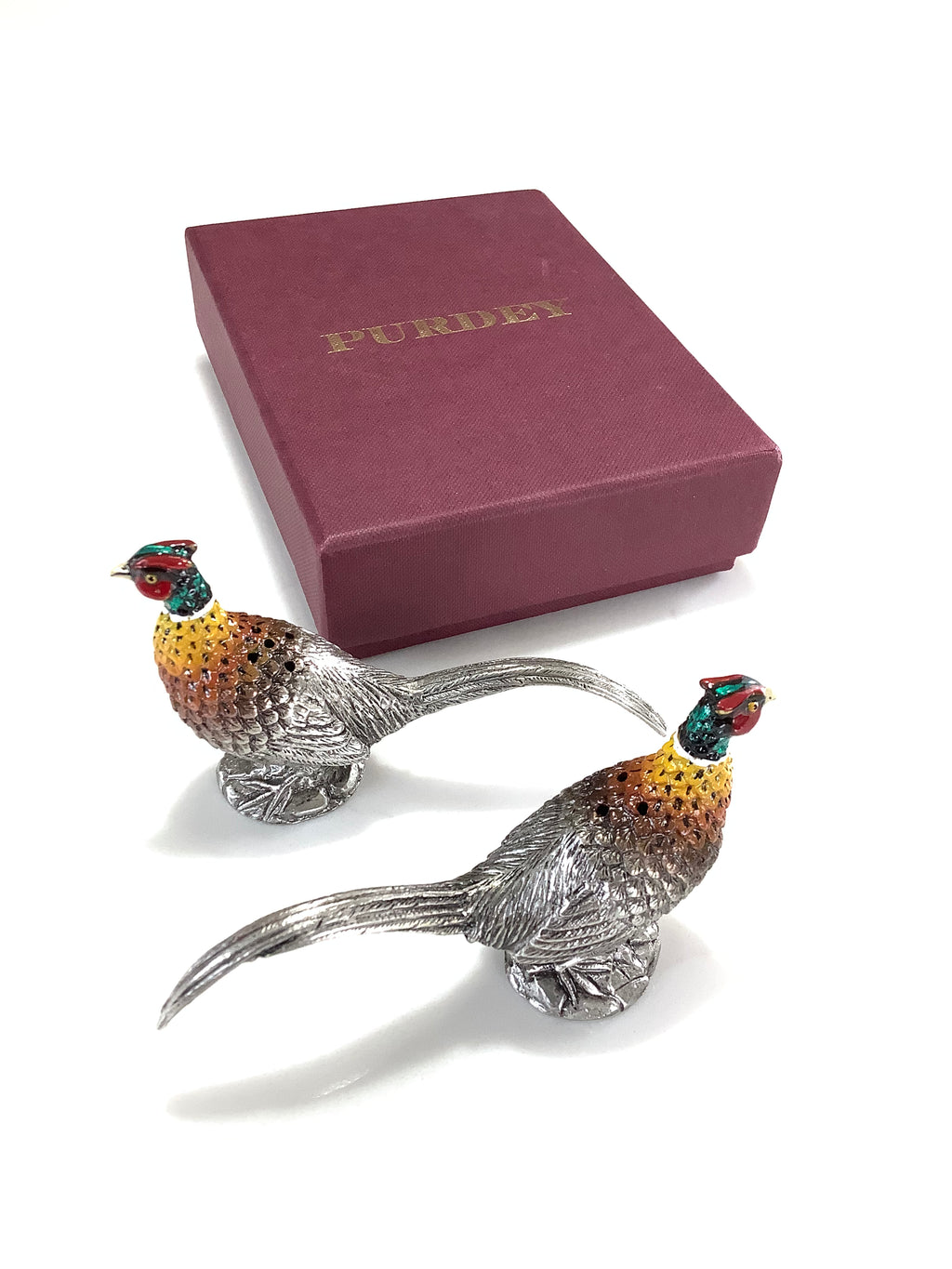 James PURDEY Pair of Pheasant Cruet Set NEW