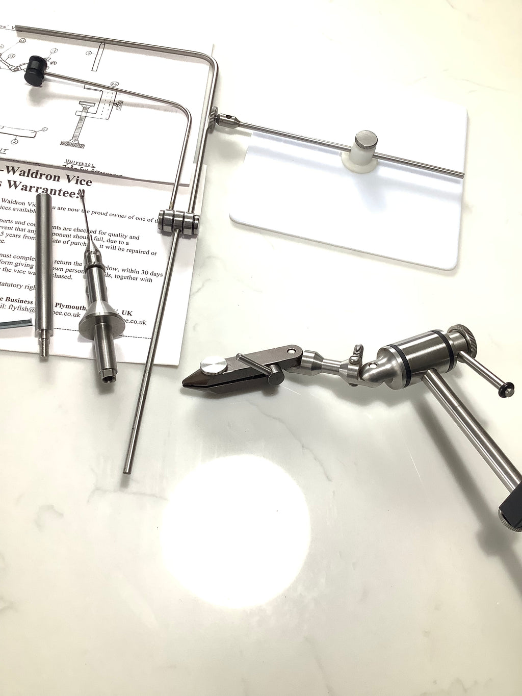 WALDRON Snowbee Fly Tying Rotary Vice with spare Jaws + Lots of Extras